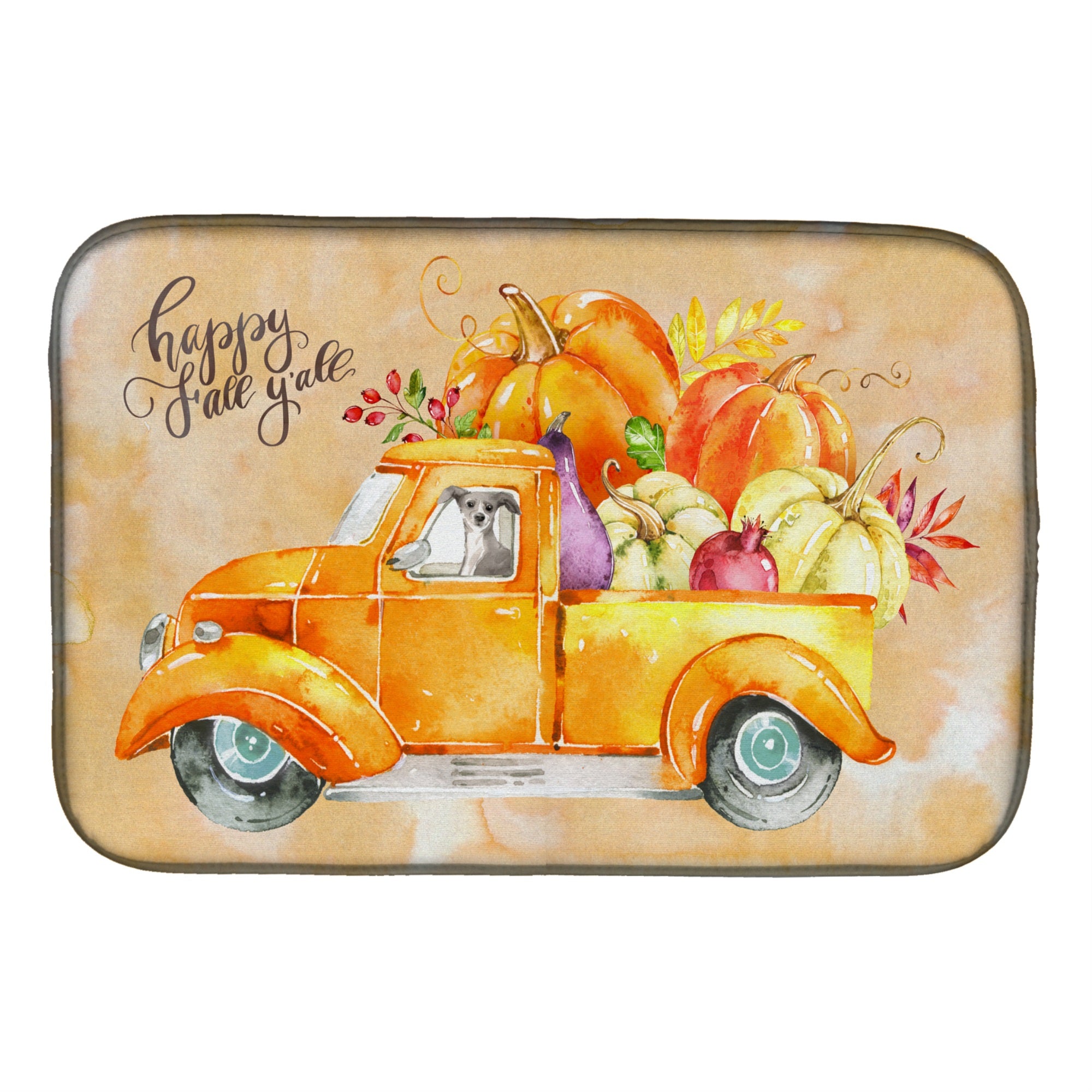 'Caroline'S Treasures Ck2670Ddm Fall Harvest Italian Greyhound Dish-Drying-Mats, 14X21, Multicolor''