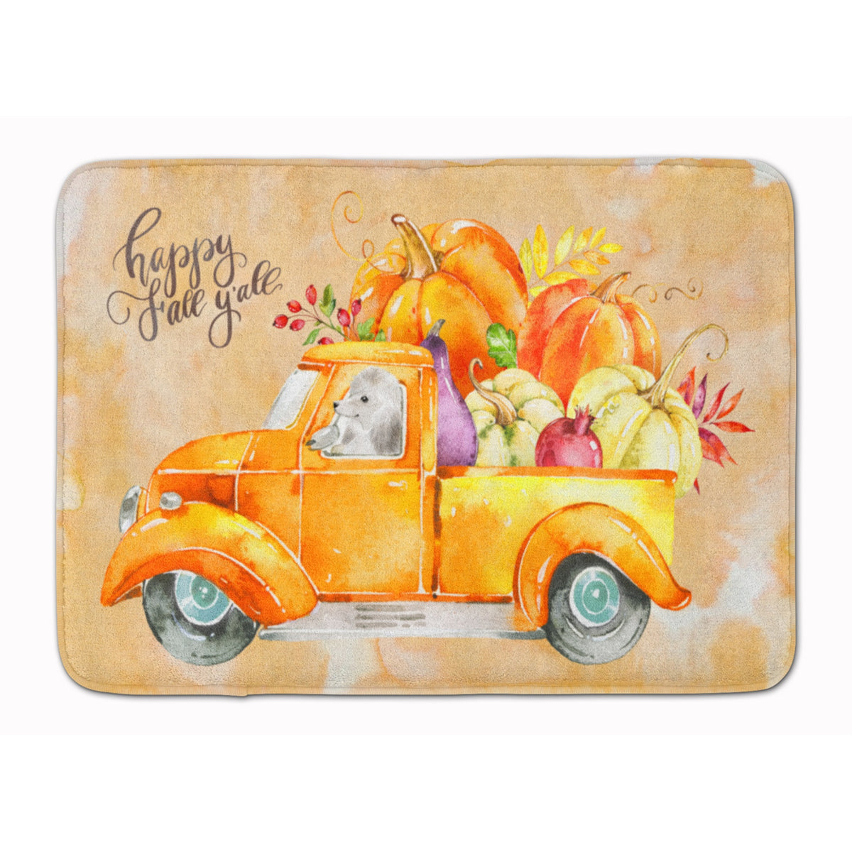 Caroline'S Treasures Fall Harvest White Poodle Machine Washable Memory Foam Mat Doormats