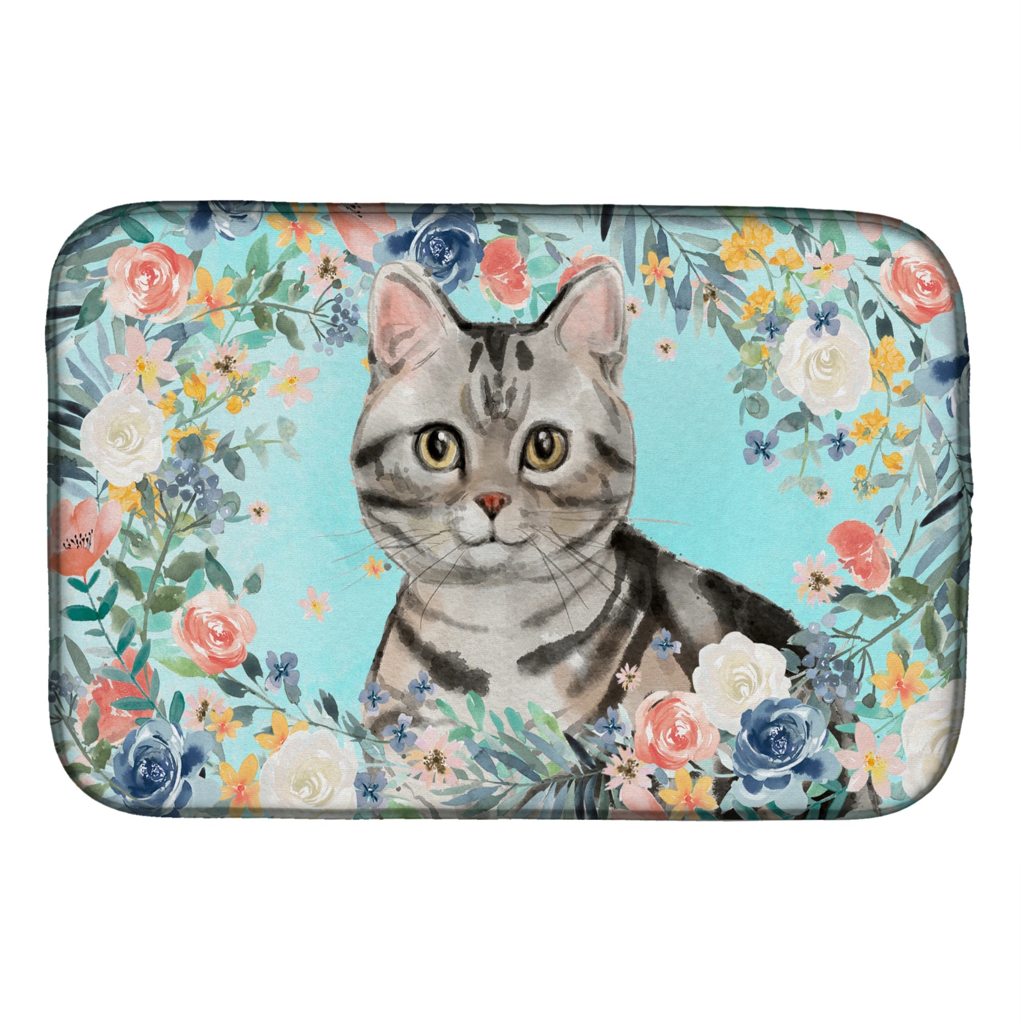 'Caroline'S Treasures Ck3388Ddm American Shorthair Spring Flowers Dish-Drying-Mats, 14 X 21, Multicolor''