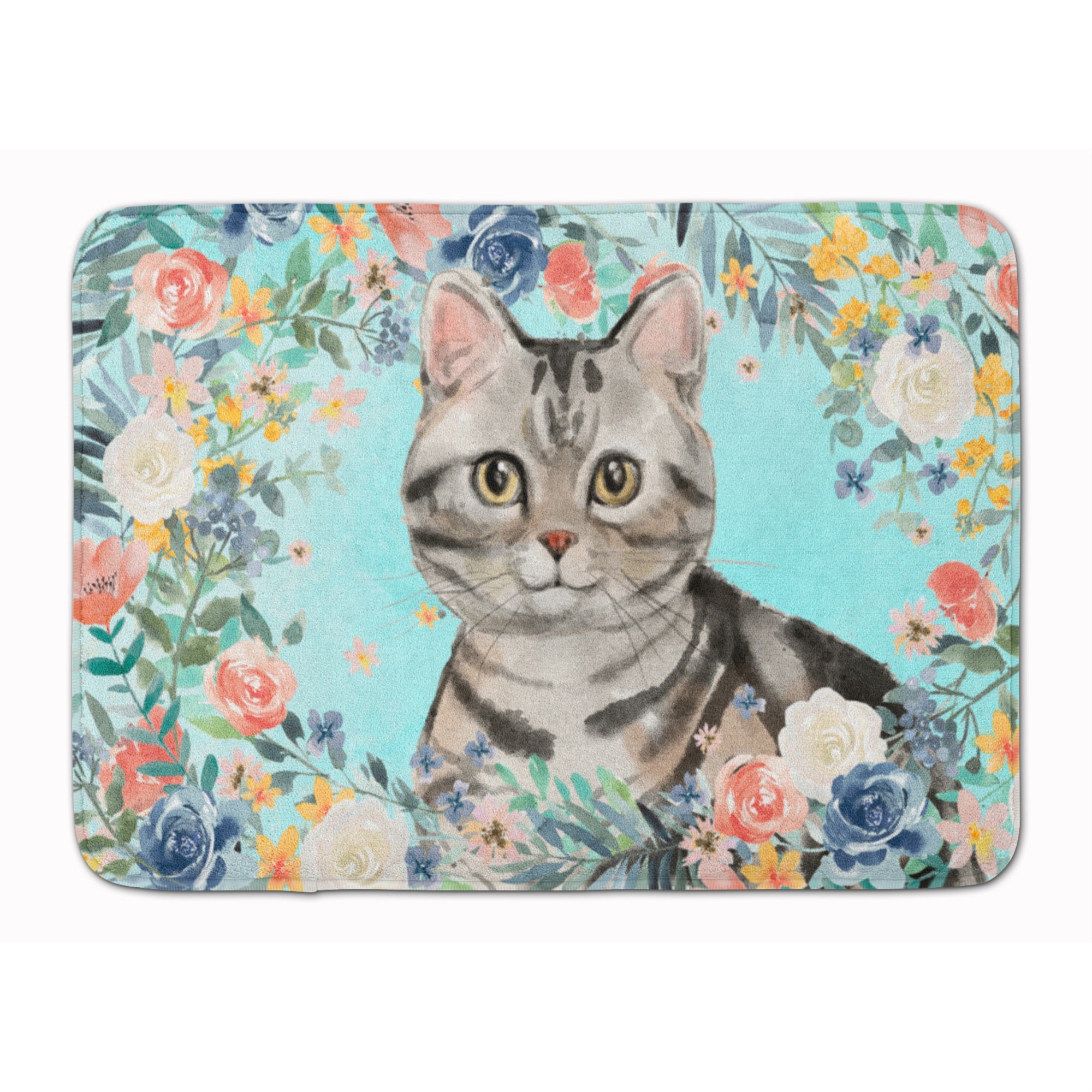 'Caroline'S Treasures American Shorthair Spring Flowers Machine Washable Memory Foam Mat Doormats, Multicolor''