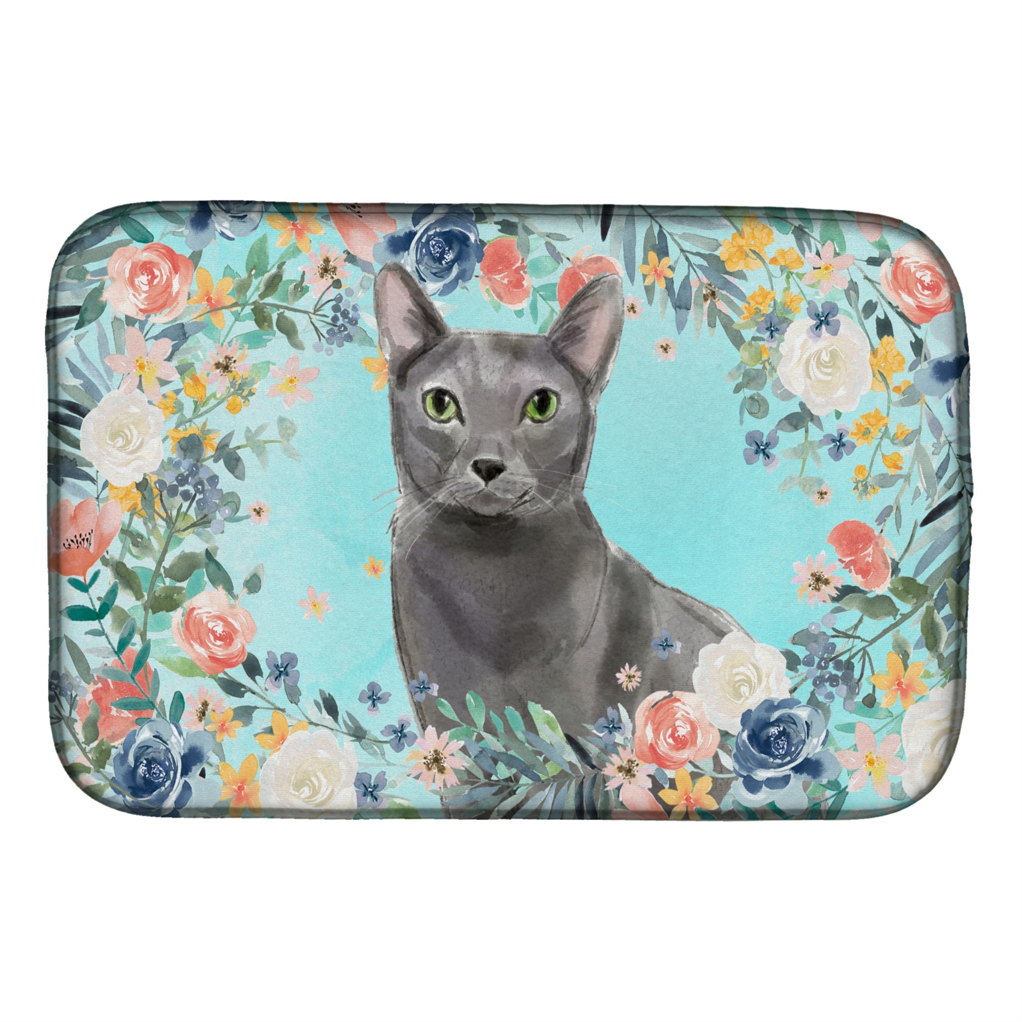 'Caroline'S Treasures Ck3390Ddm Blue Russian Spring Flowers Dish-Drying-Mats, 14 X 21, Multicolor''