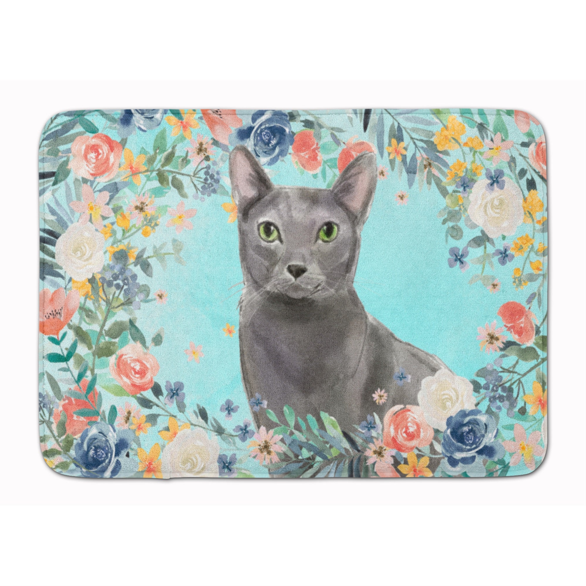 'Caroline'S Treasures Blue Russian Spring Flowers Machine Washable Memory Foam Mat Doormats, Multicolor''