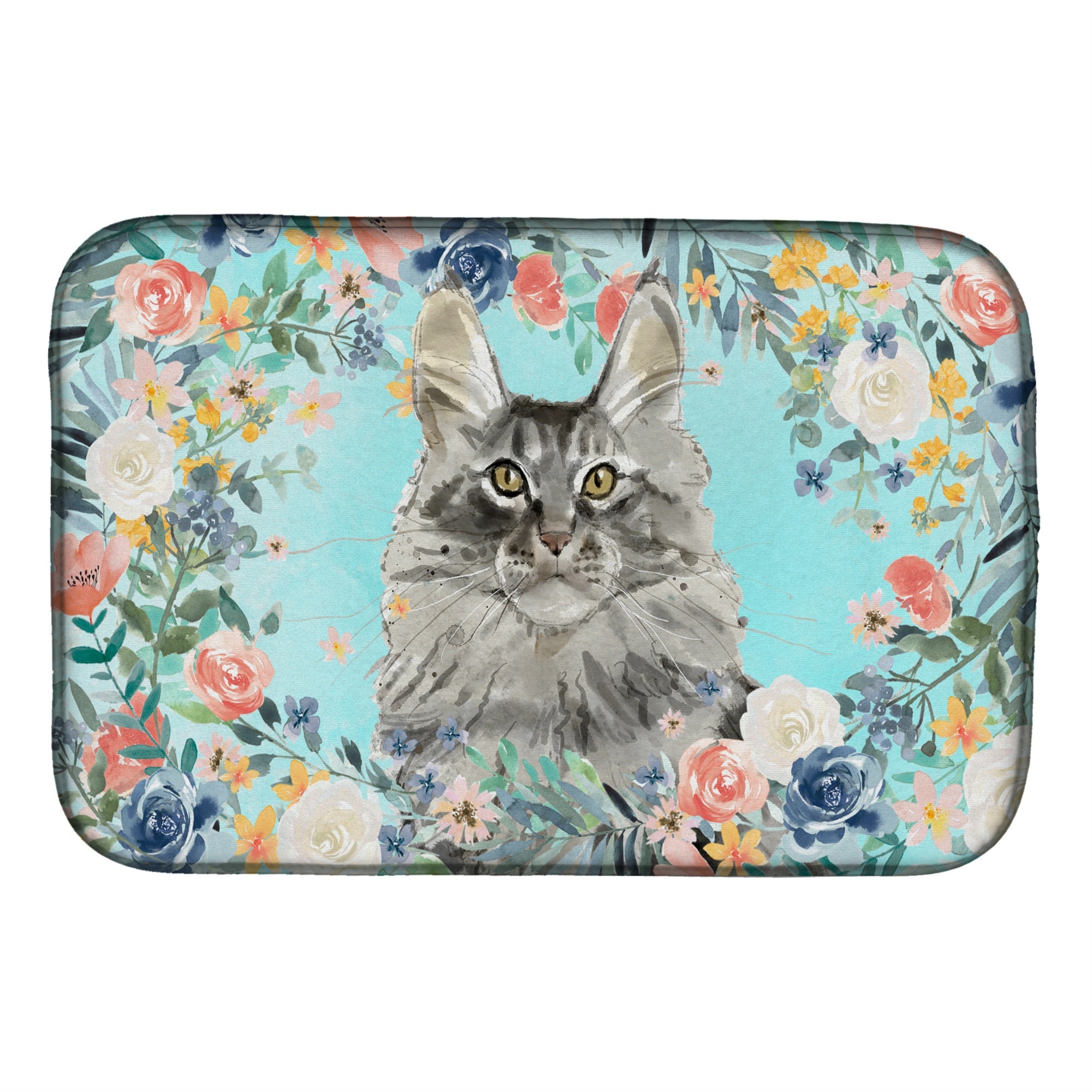 'Caroline'S Treasures Ck3393Ddm Maine Coon Spring Flowers Dish-Drying-Mats, 14 X 21, Multicolor''