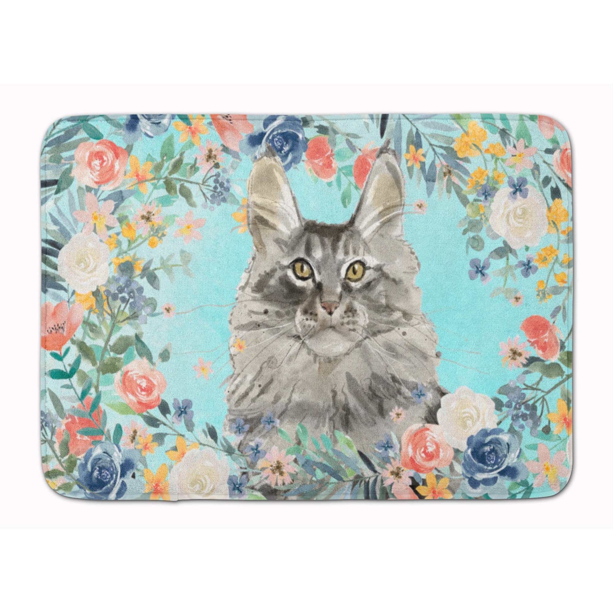 'Caroline'S Treasures Maine Coon Spring Flowers Machine Washable Memory Foam Mat Doormats, Multicolor''