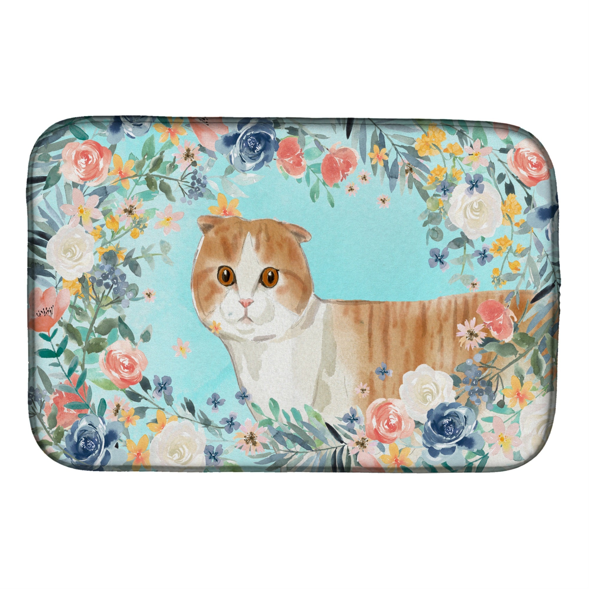 'Caroline'S Treasures Ck3397Ddm Scottish Fold Spring Flowers Dish-Drying-Mats, 14 X 21, Multicolor''