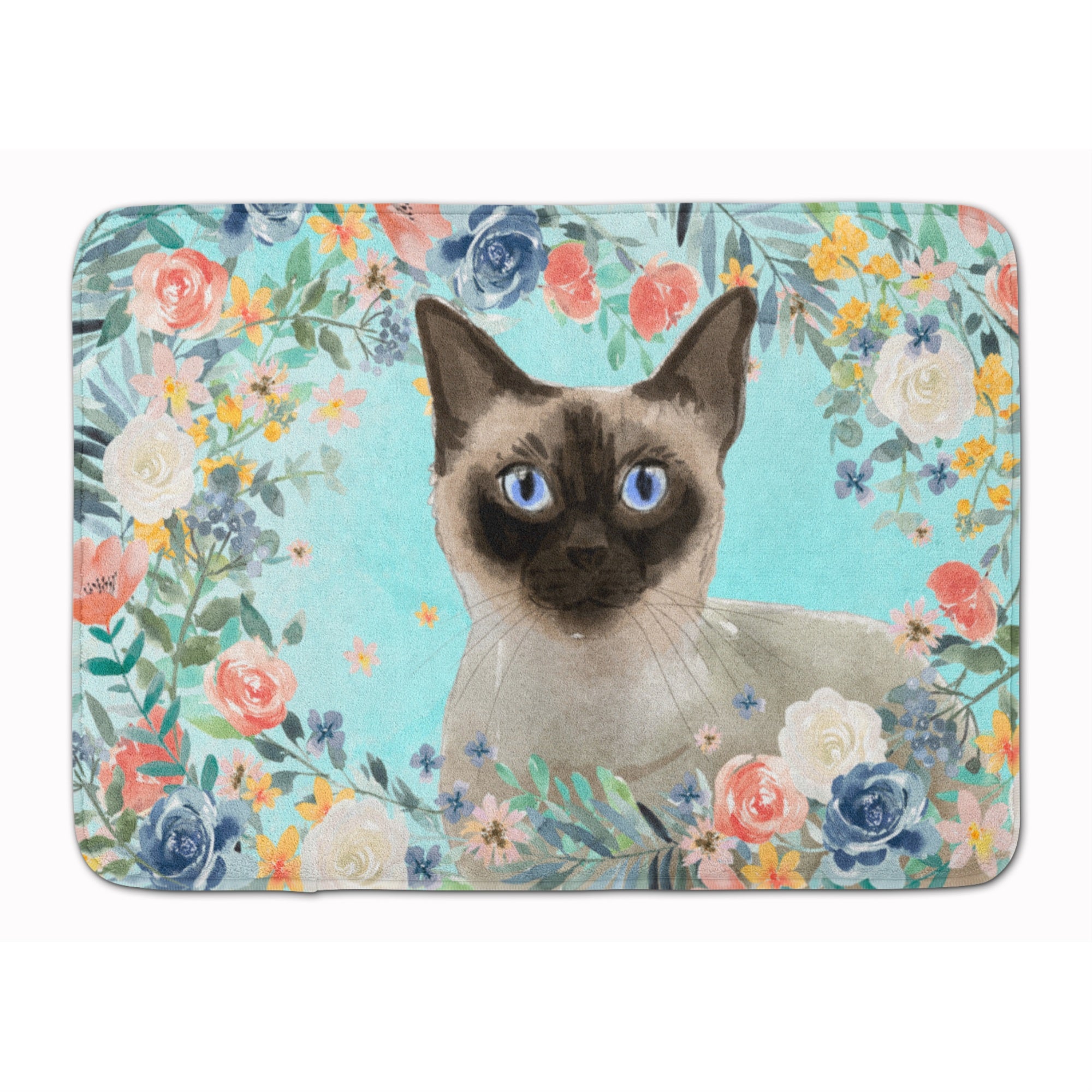 'Caroline'S Treasures Siamese Spring Flowers Machine Washable Memory Foam Mat Doormats, Multicolor''