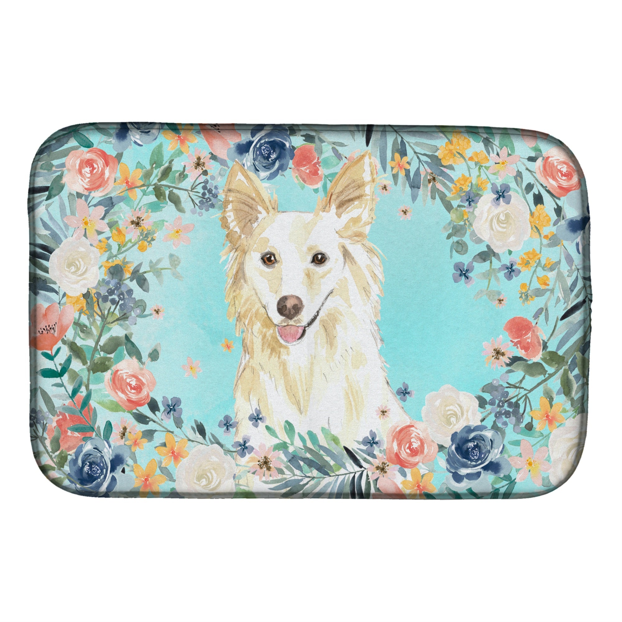 'Caroline'S Treasures Ck3403Ddm White Collie Dish-Drying-Mats, 14 X 21, Multicolor''