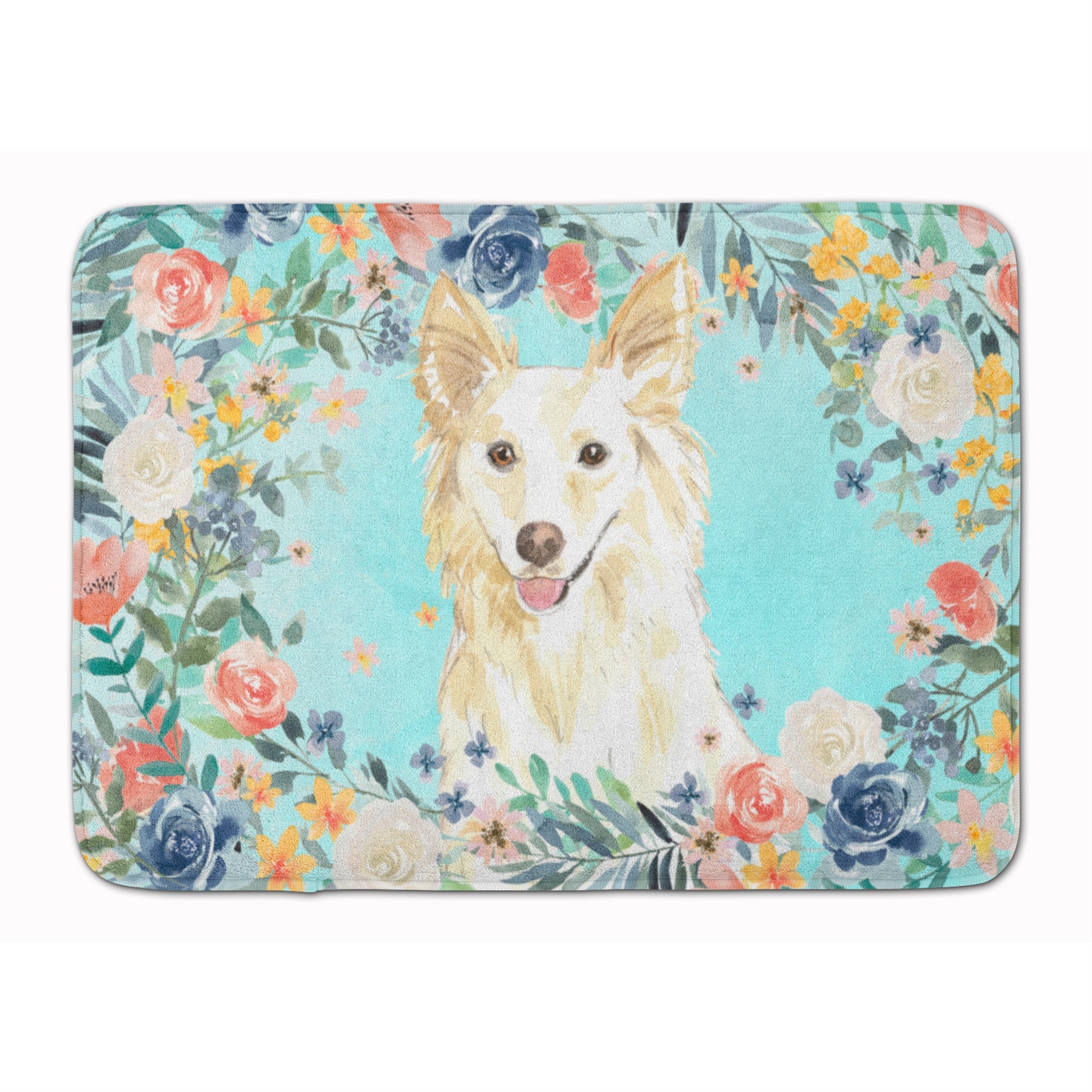 'Caroline'S Treasures White Collie Machine Washable Memory Foam Mat Doormats, Multicolor''