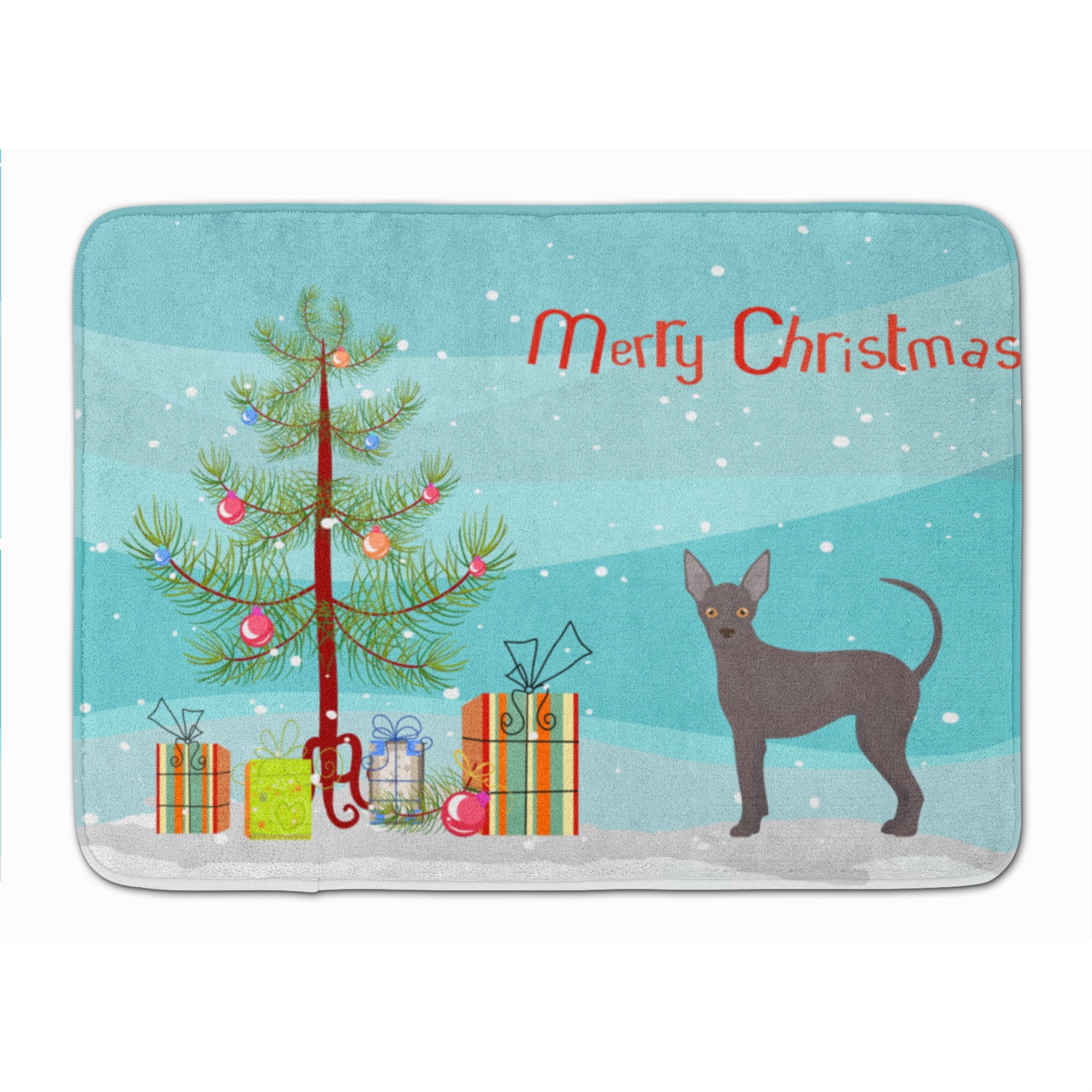 'Caroline'S Treasures Abyssinian Or African Hairless Dog Christmas Tree Machine Washable Memory Foam Mat Doormats, Multicolor''