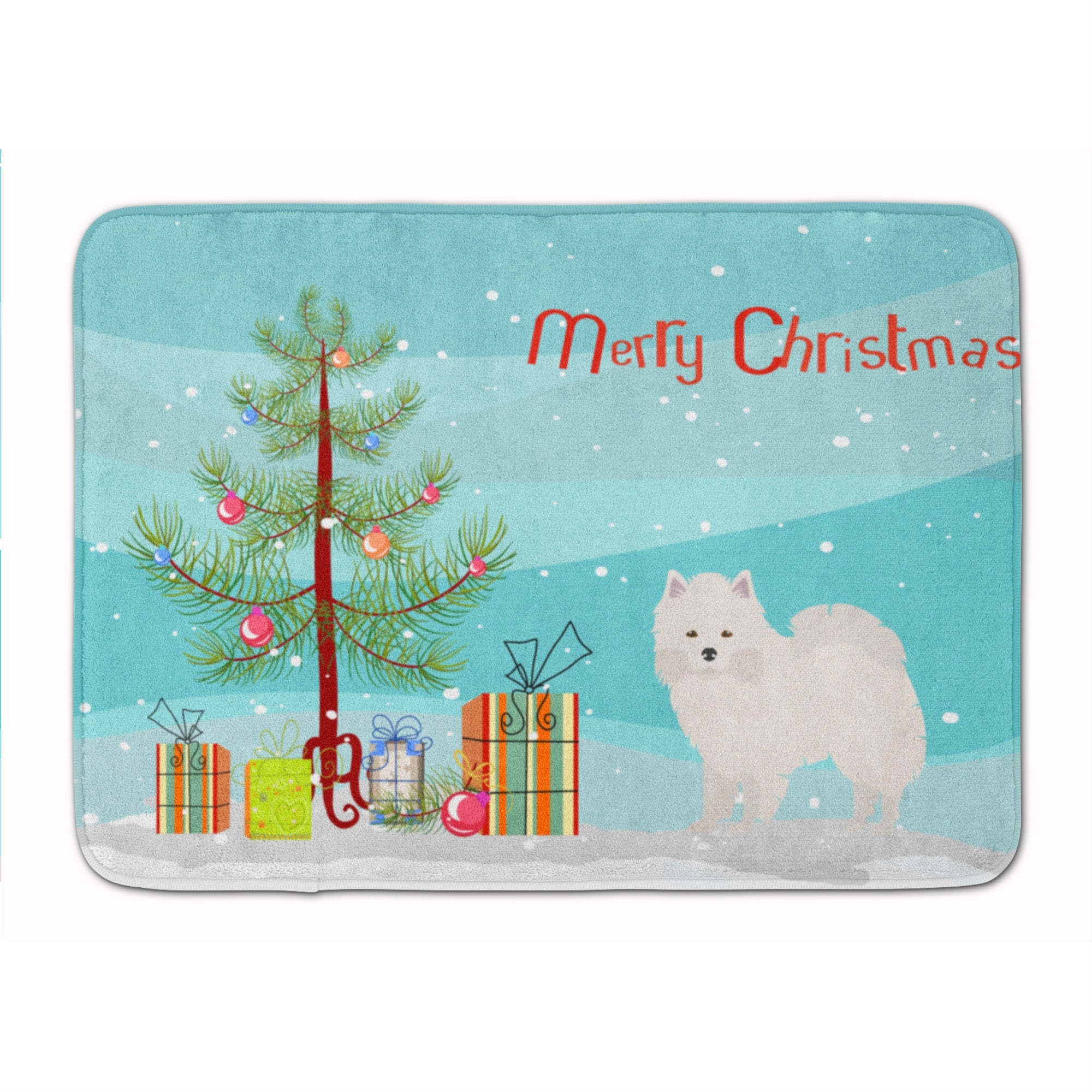 'Caroline'S Treasures American Eskimo Christmas Tree Machine Washable Memory Foam Mat Doormats, Multicolor''