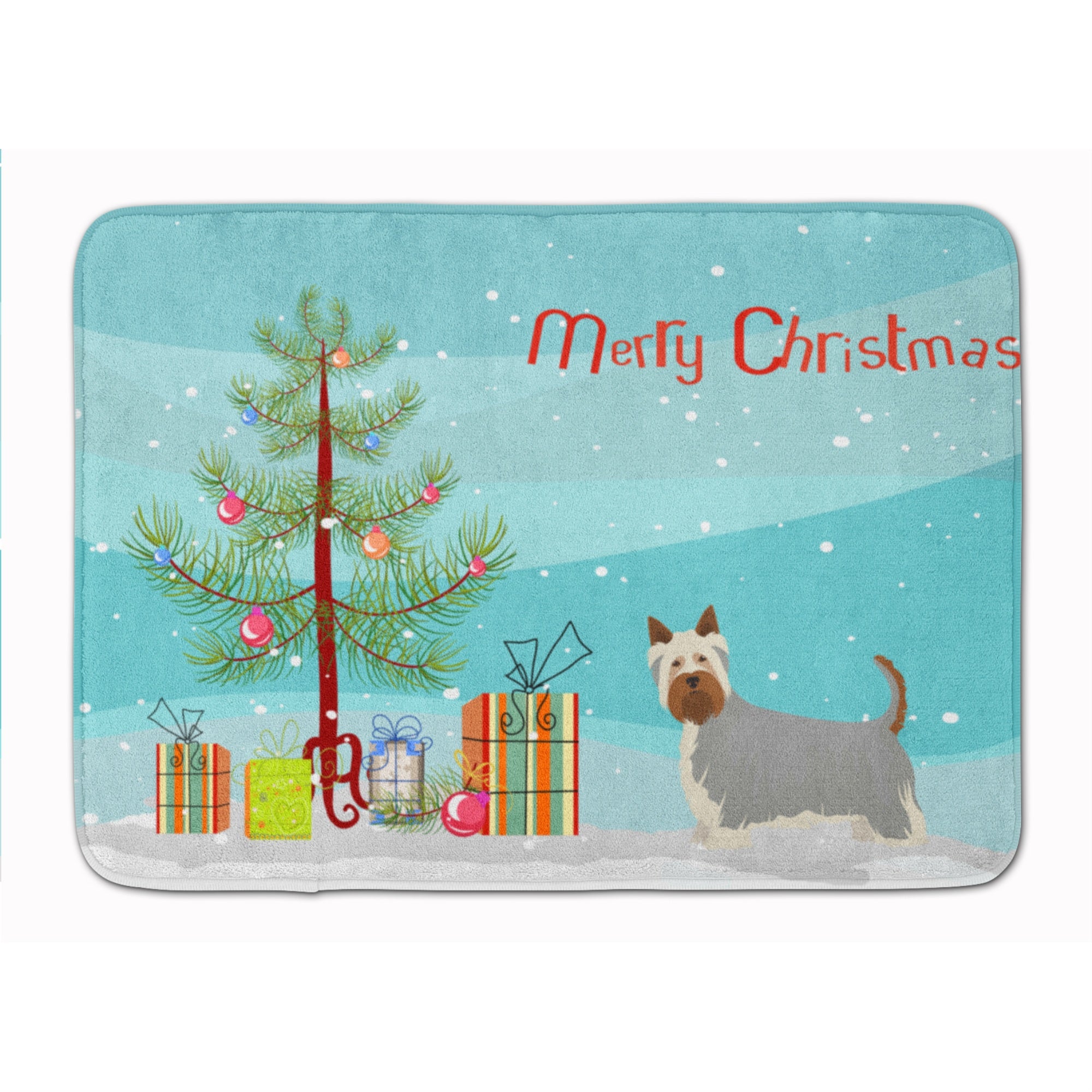 'Caroline'S Treasures Australian Silky Terrier Christmas Tree Machine Washable Memory Foam Mat Doormats, Multicolor''