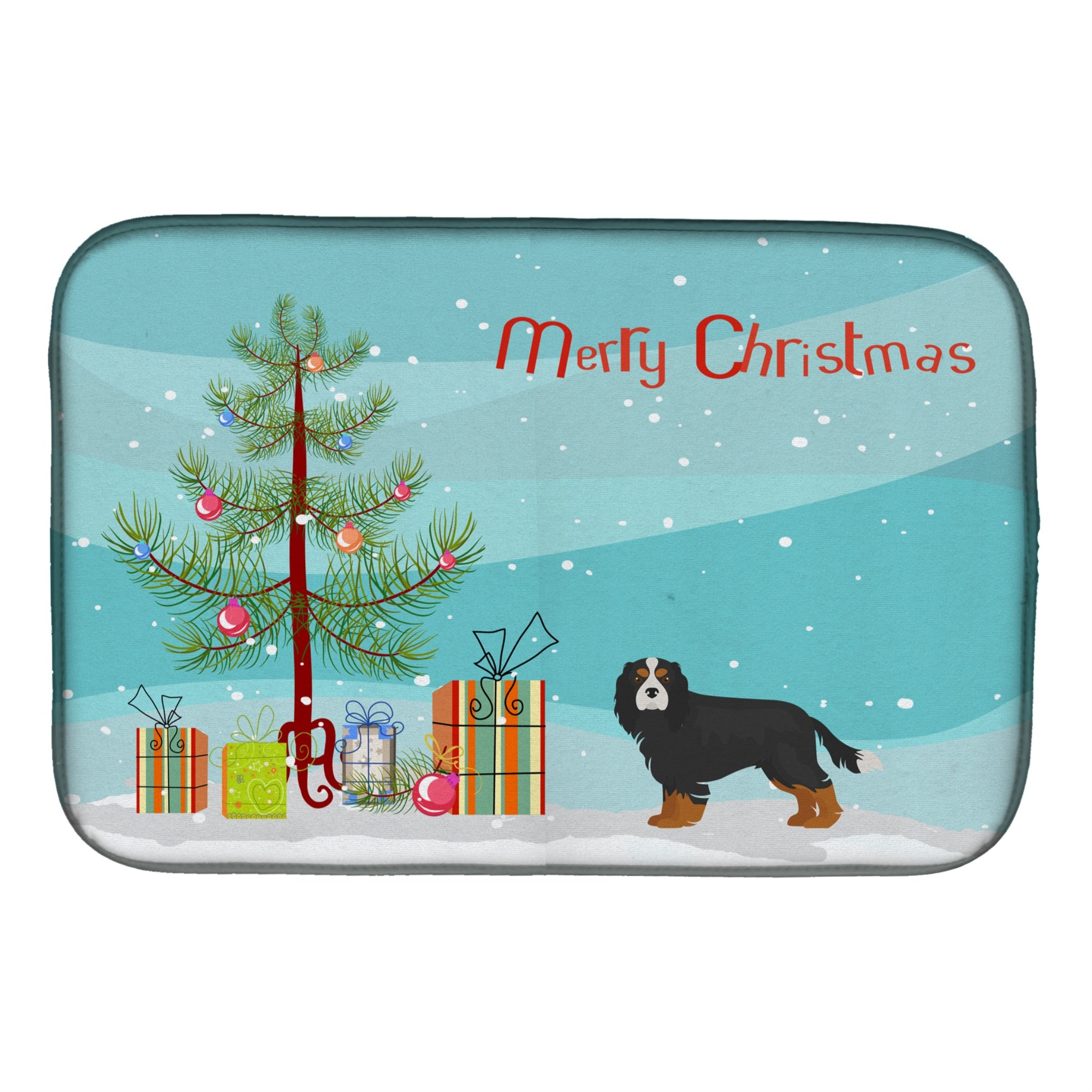 'Caroline'S Treasures Cavalier King Charles Spaniel Tricolor Christmas Tree Dish-Drying-Mats, 14 X 21, Multicolor''