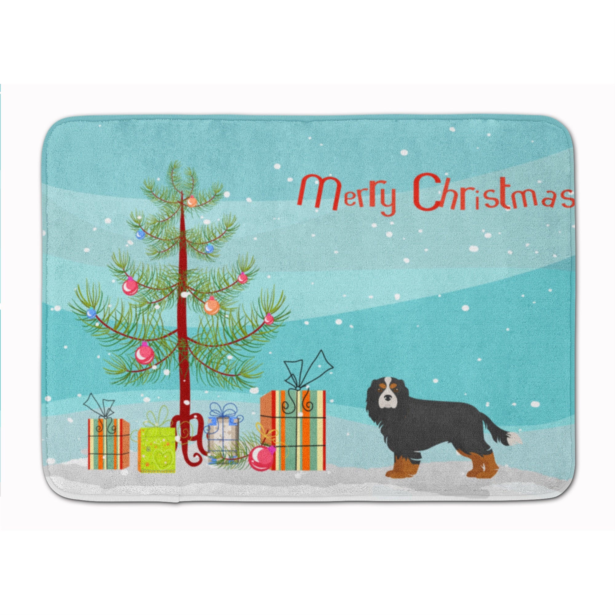 'Caroline'S Treasures Cavalier King Charles Spaniel Tricolor Christmas Tree Machine Washable Memory Foam Mat Doormats, Multicol