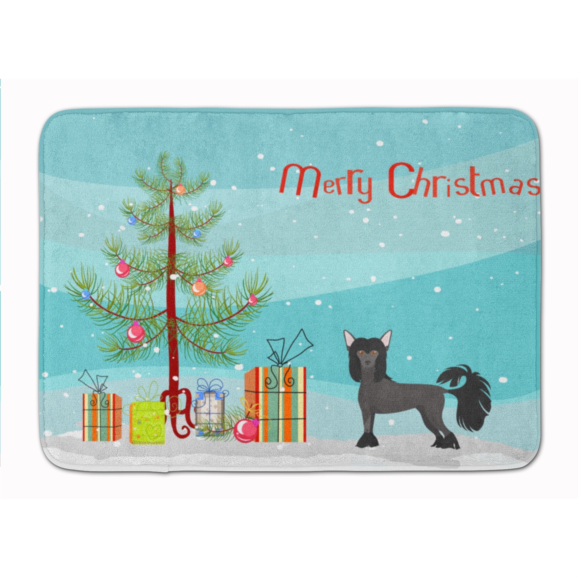 'Caroline'S Treasures Chinese Crested Christmas Tree Machine Washable Memory Foam Mat Doormats, Multicolor''