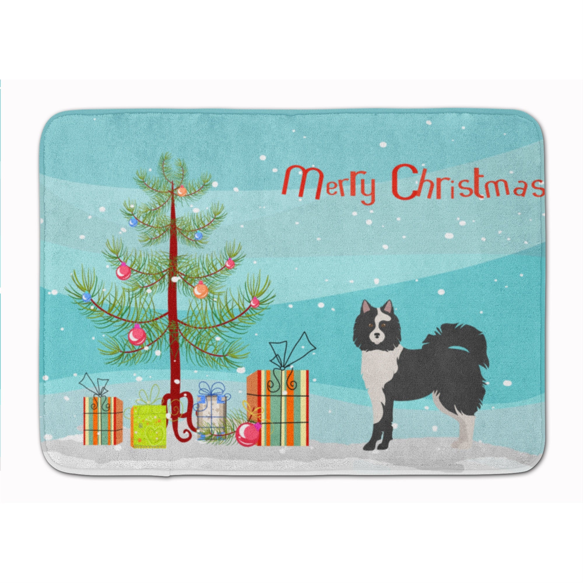 'Caroline'S Treasures Black And White Elo Dog Christmas Tree Machine Washable Memory Foam Mat Doormats, Multicolor''