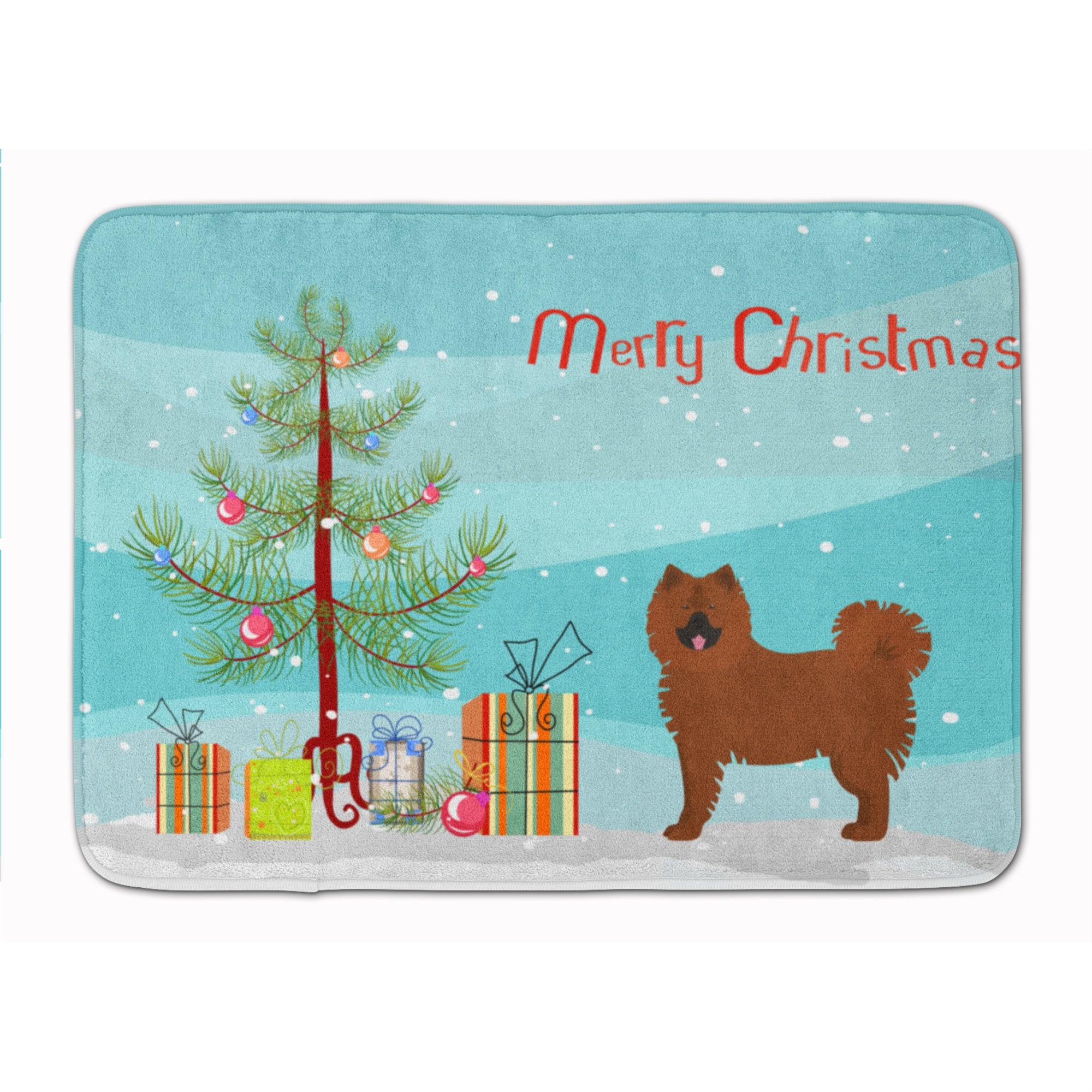 'Caroline'S Treasures Eurasier Or Eurasian Dog Christmas Tree Machine Washable Memory Foam Mat Doormats, Multicolor''