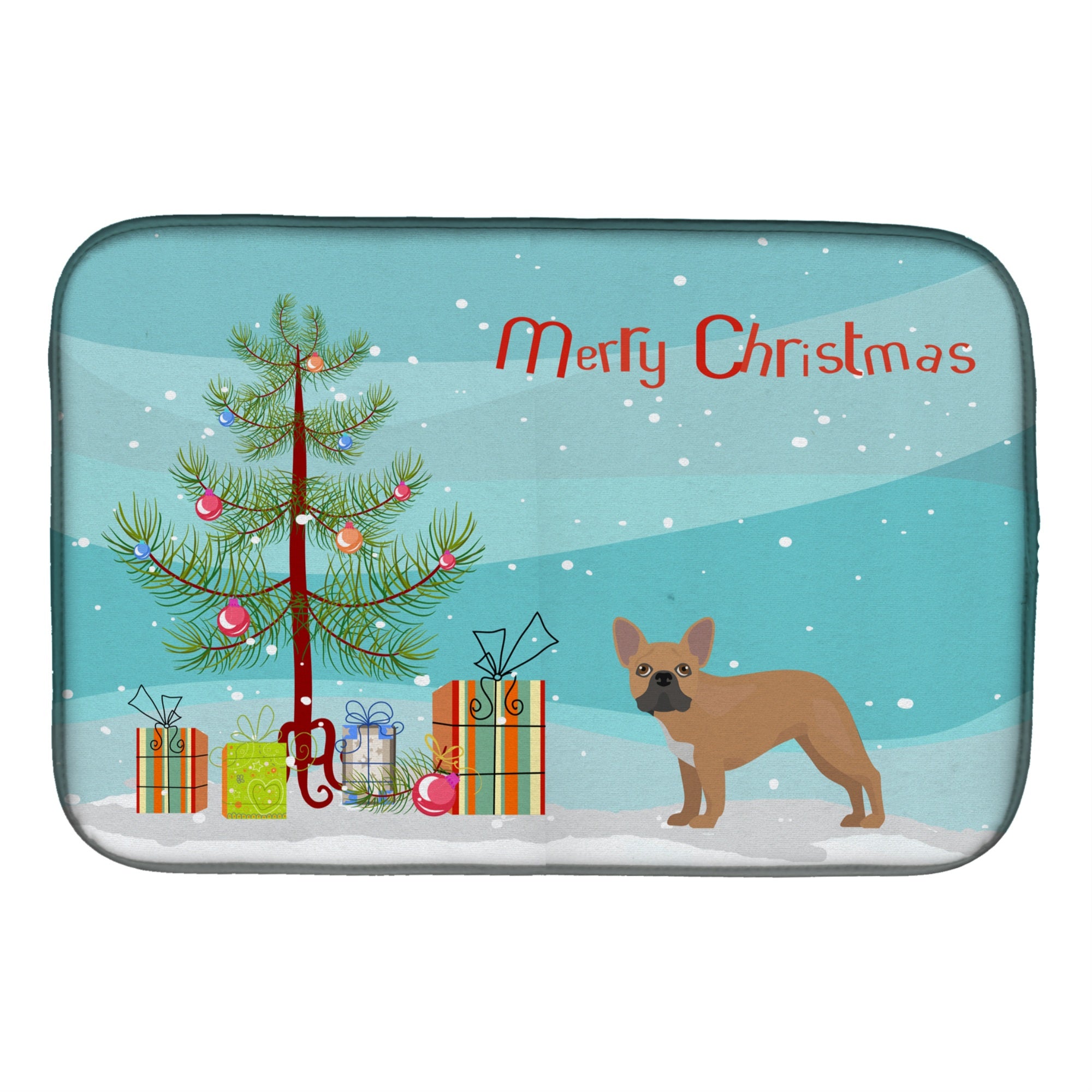 'Caroline'S Treasures Ck3455Ddm French Bulldog Christmas Tree Dish-Drying-Mats, 14 X 21, Multicolor''