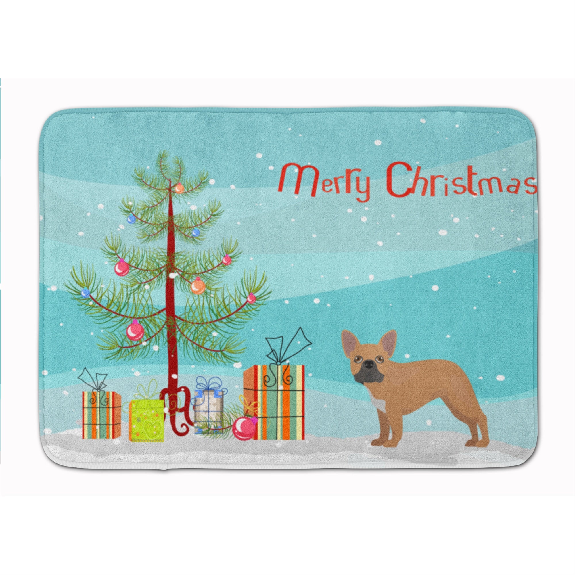 'Caroline'S Treasures French Bulldog Christmas Tree Machine Washable Memory Foam Mat Doormats, Multicolor''