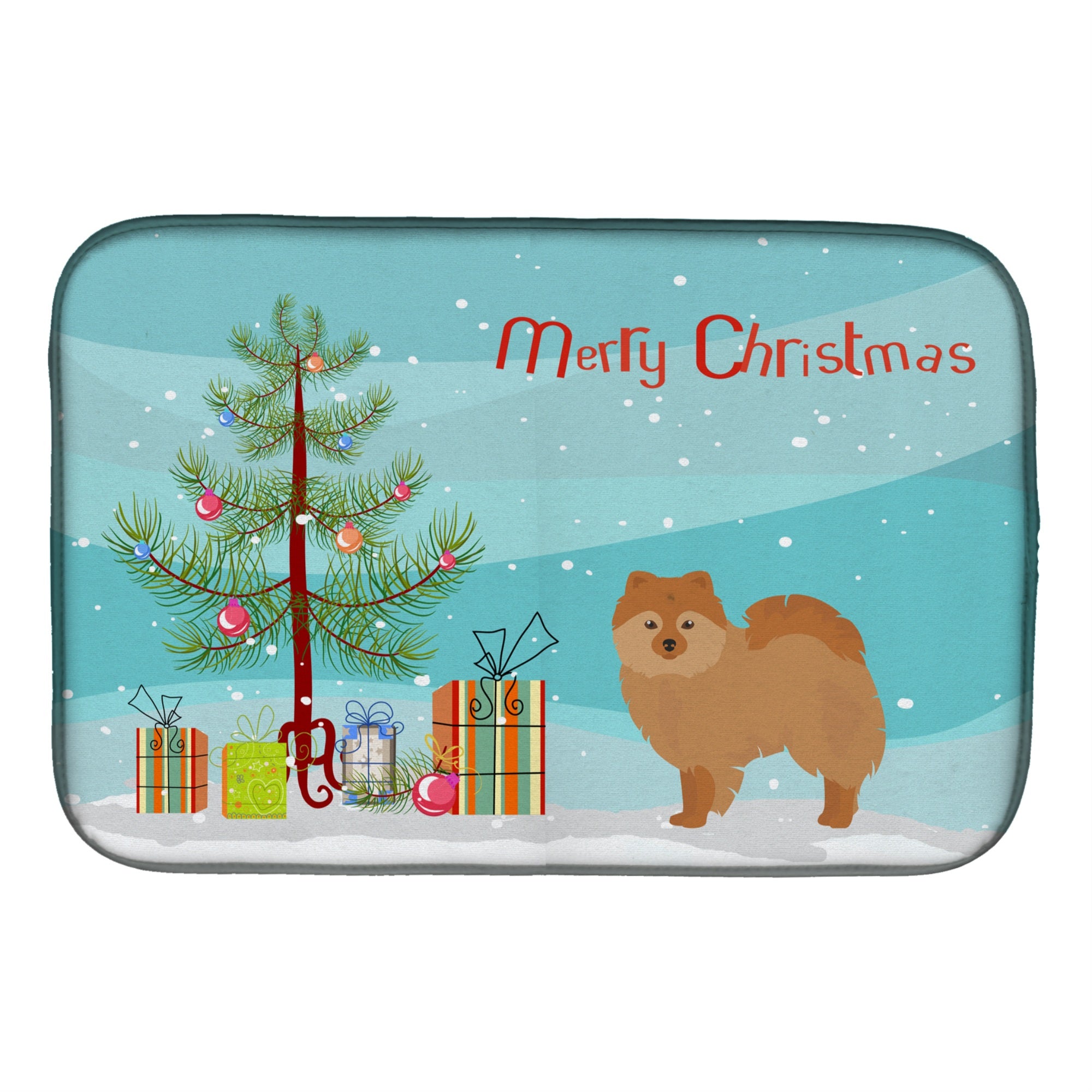 'Caroline'S Treasures Ck3456Ddm German Spitz Christmas Tree Dish-Drying-Mats, 14 X 21, Multicolor''