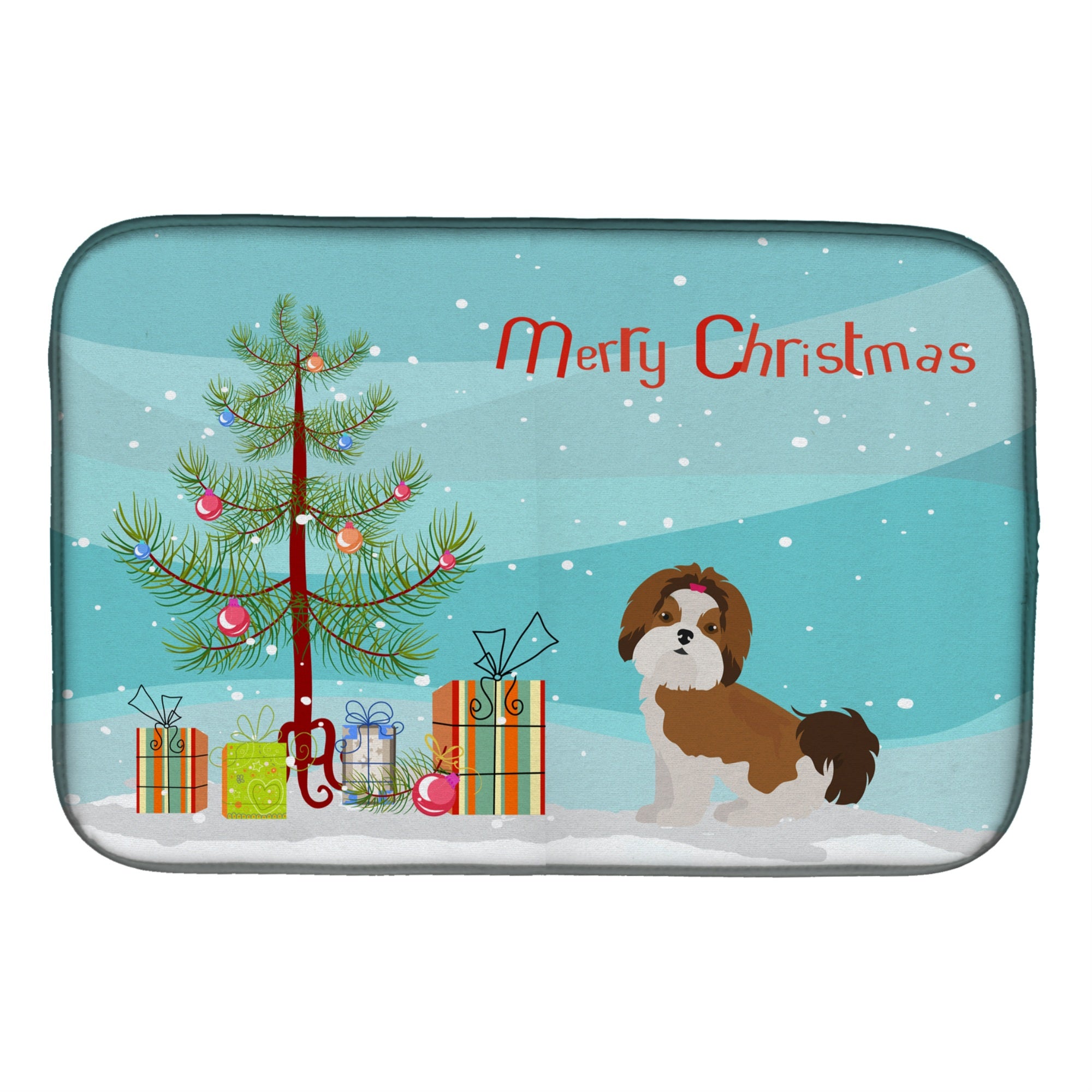 'Caroline'S Treasures Ck3459Ddm Imperial Shih Tzu Christmas Tree Dish-Drying-Mats, 14 X 21, Multicolor''