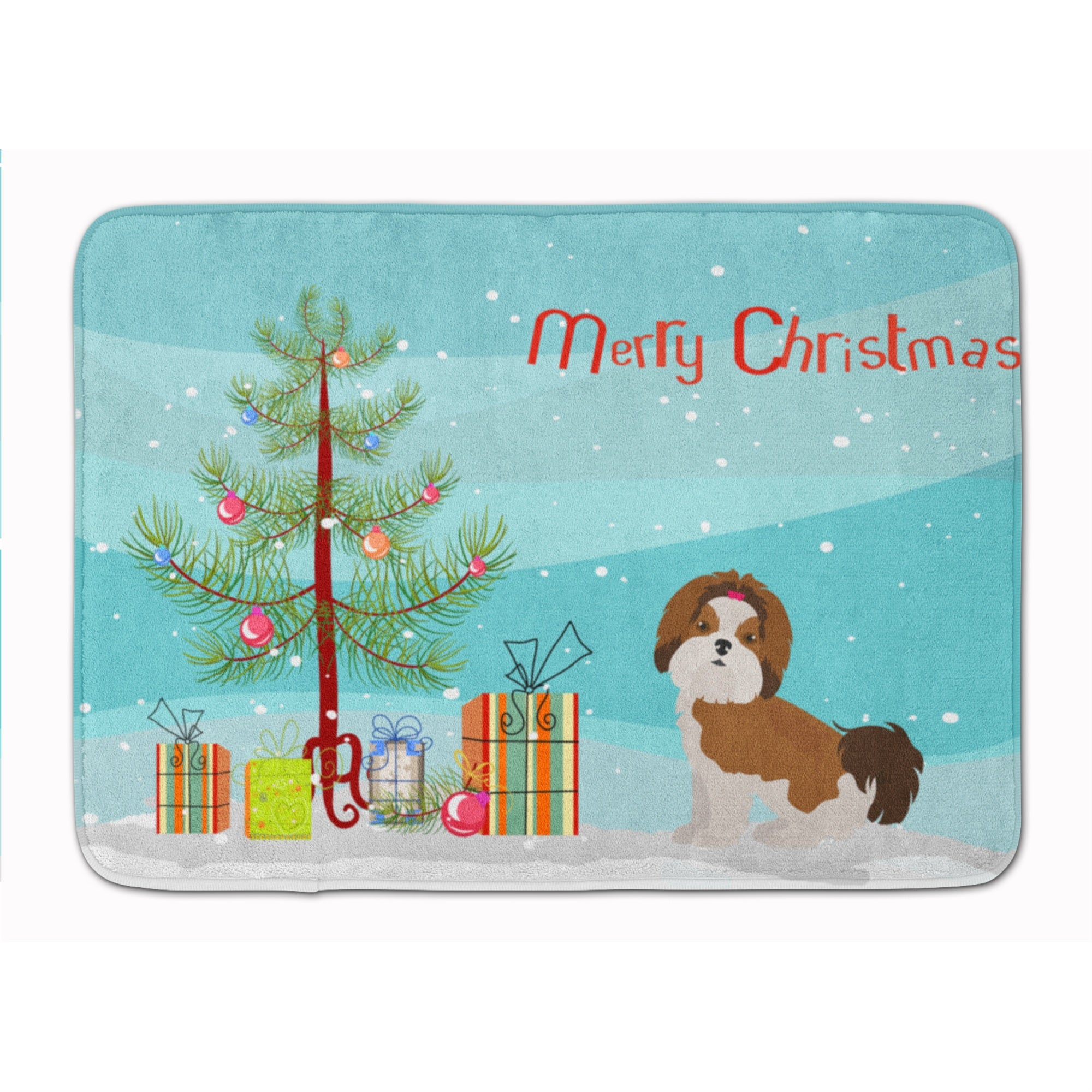 'Caroline'S Treasures Imperial Shih Tzu Christmas Tree Machine Washable Memory Foam Mat Doormats, Multicolor''