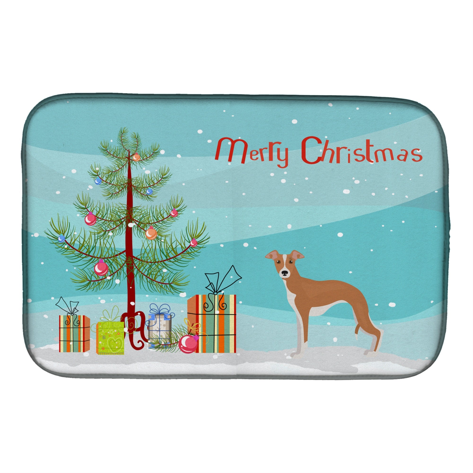 'Caroline'S Treasures Ck3460Ddm Italian Greyhound Christmas Tree Dish-Drying-Mats, 14 X 21, Multicolor''