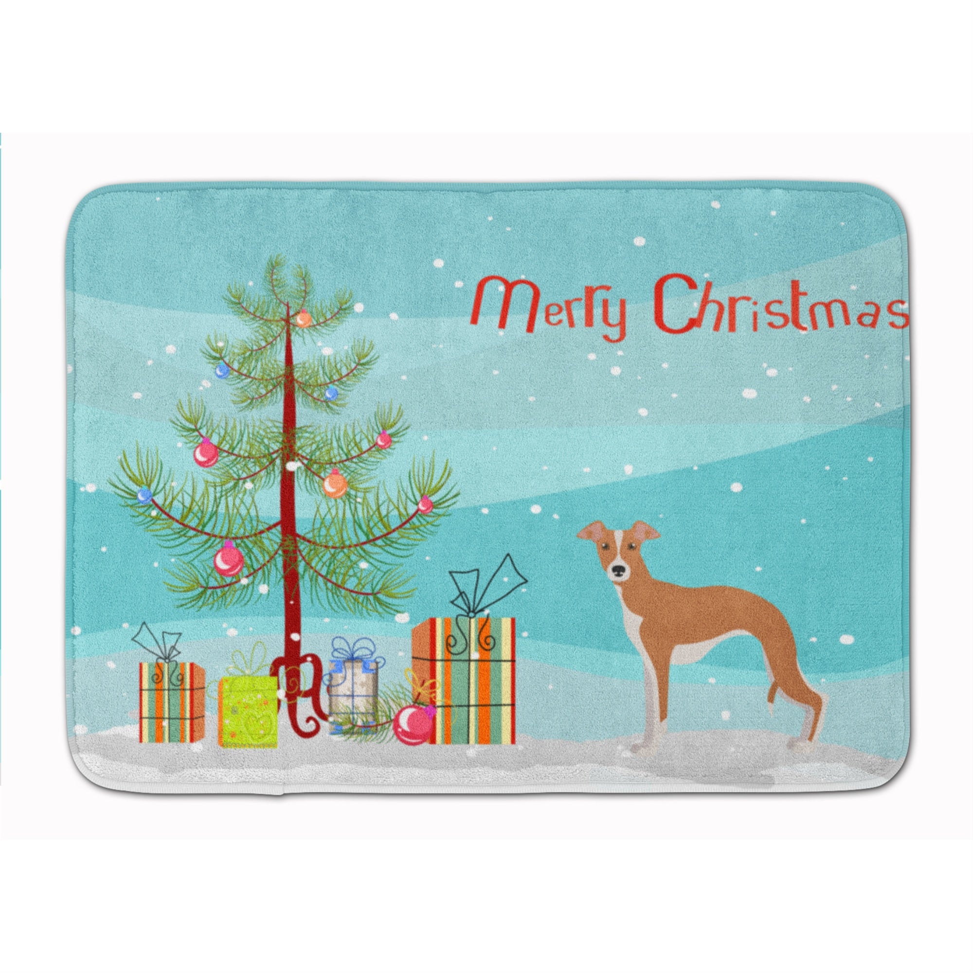 'Caroline'S Treasures Italian Greyhound Christmas Tree Machine Washable Memory Foam Mat Doormats, Multicolor''