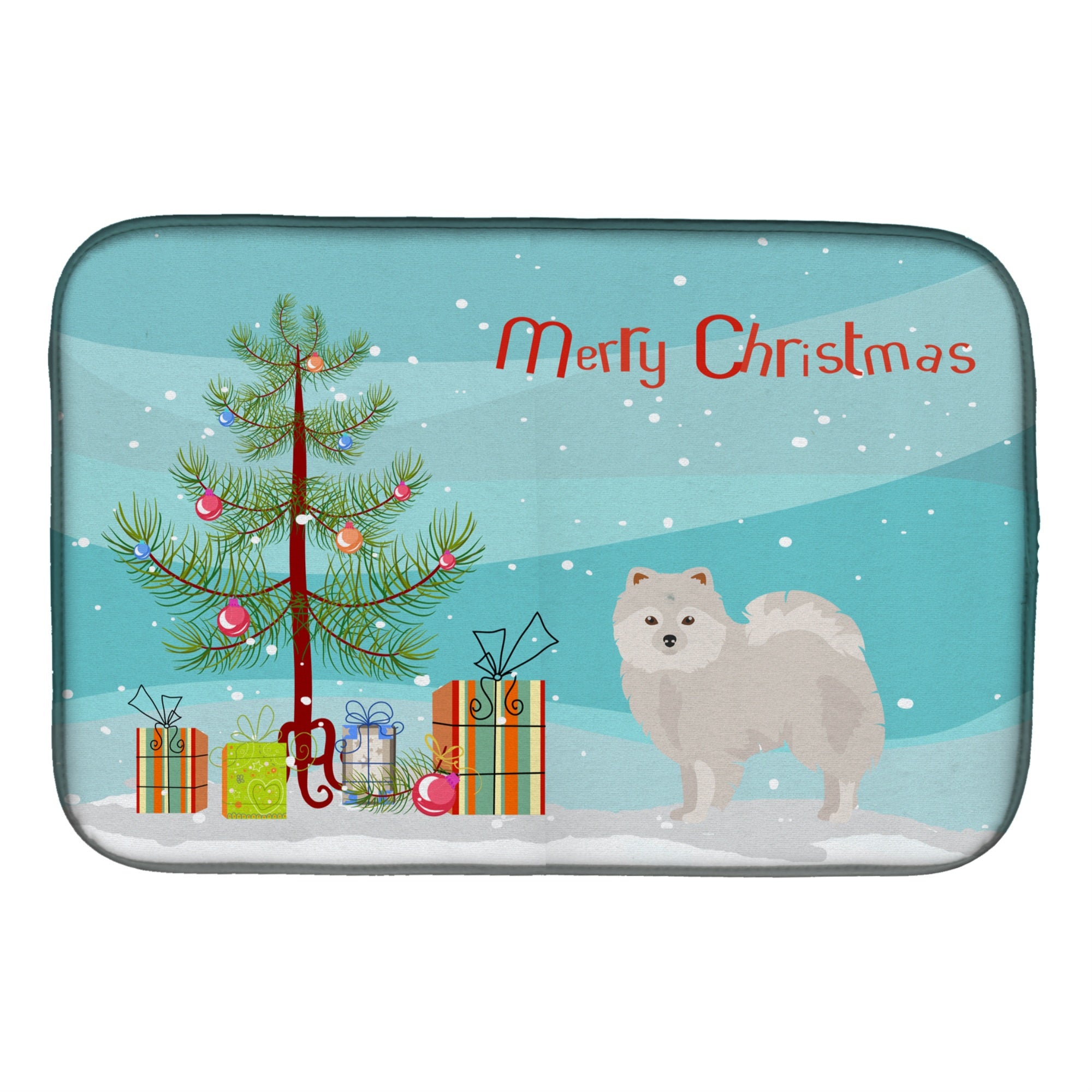 'Caroline'S Treasures Ck3463Ddm Japanese Spitz Christmas Tree Dish-Drying-Mats, 14 X 21, Multicolor''