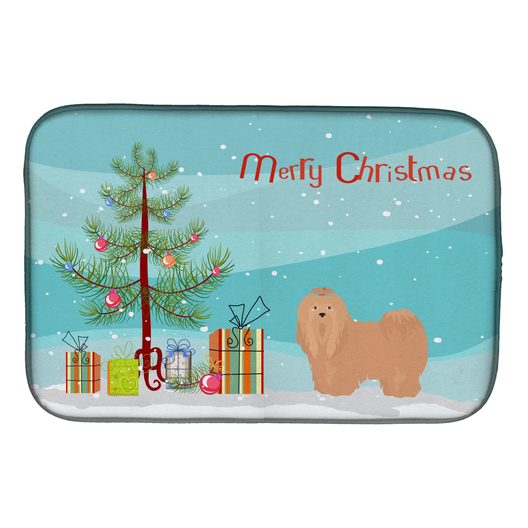 'Caroline'S Treasures Ck3468Ddm Tan Lhasa Apso Christmas Tree Dish-Drying-Mats, 14 X 21, Multicolor''