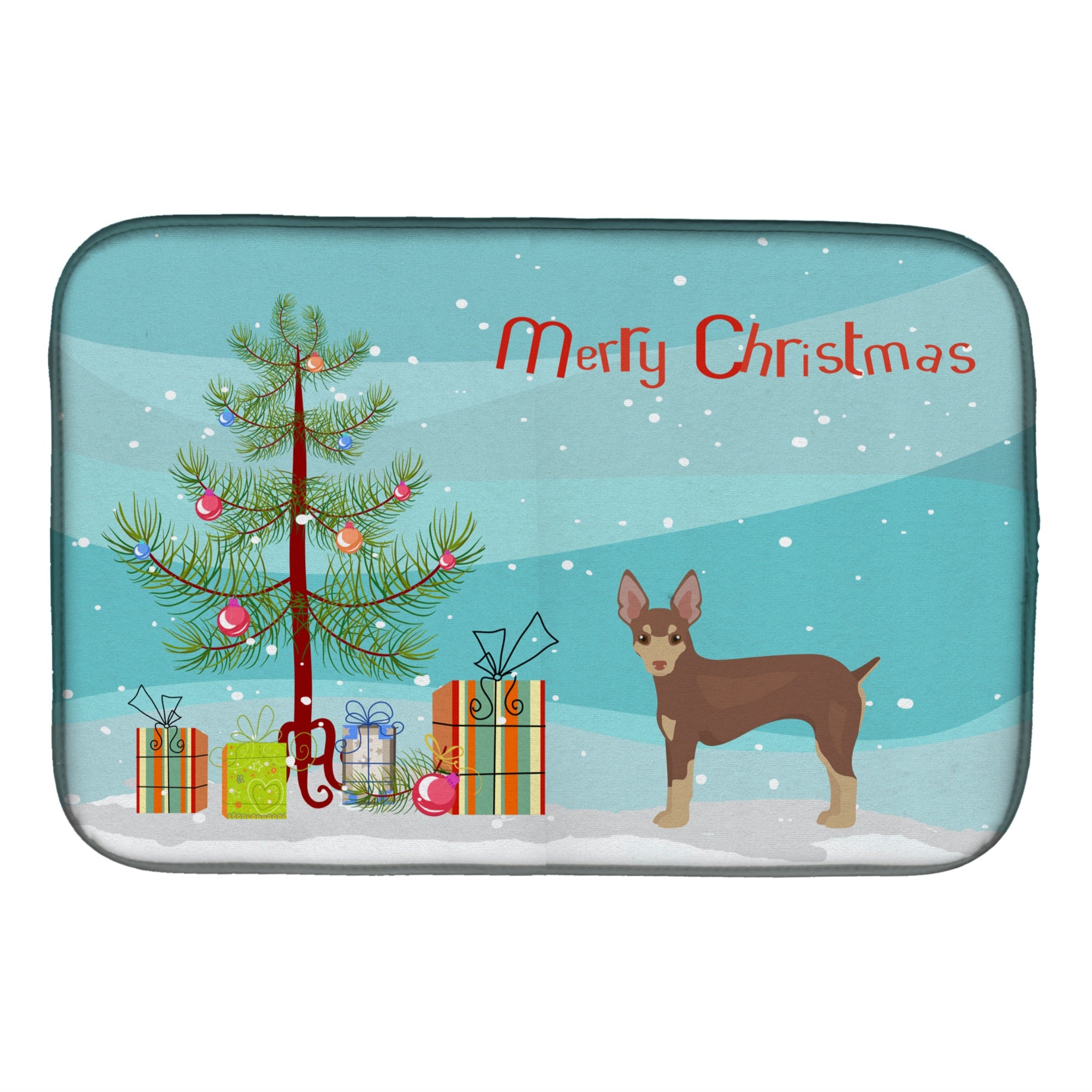 'Caroline'S Treasures Ck3474Ddm Miniature Fox Terrier Christmas Tree Dish-Drying-Mats, 14 X 21, Multicolor''