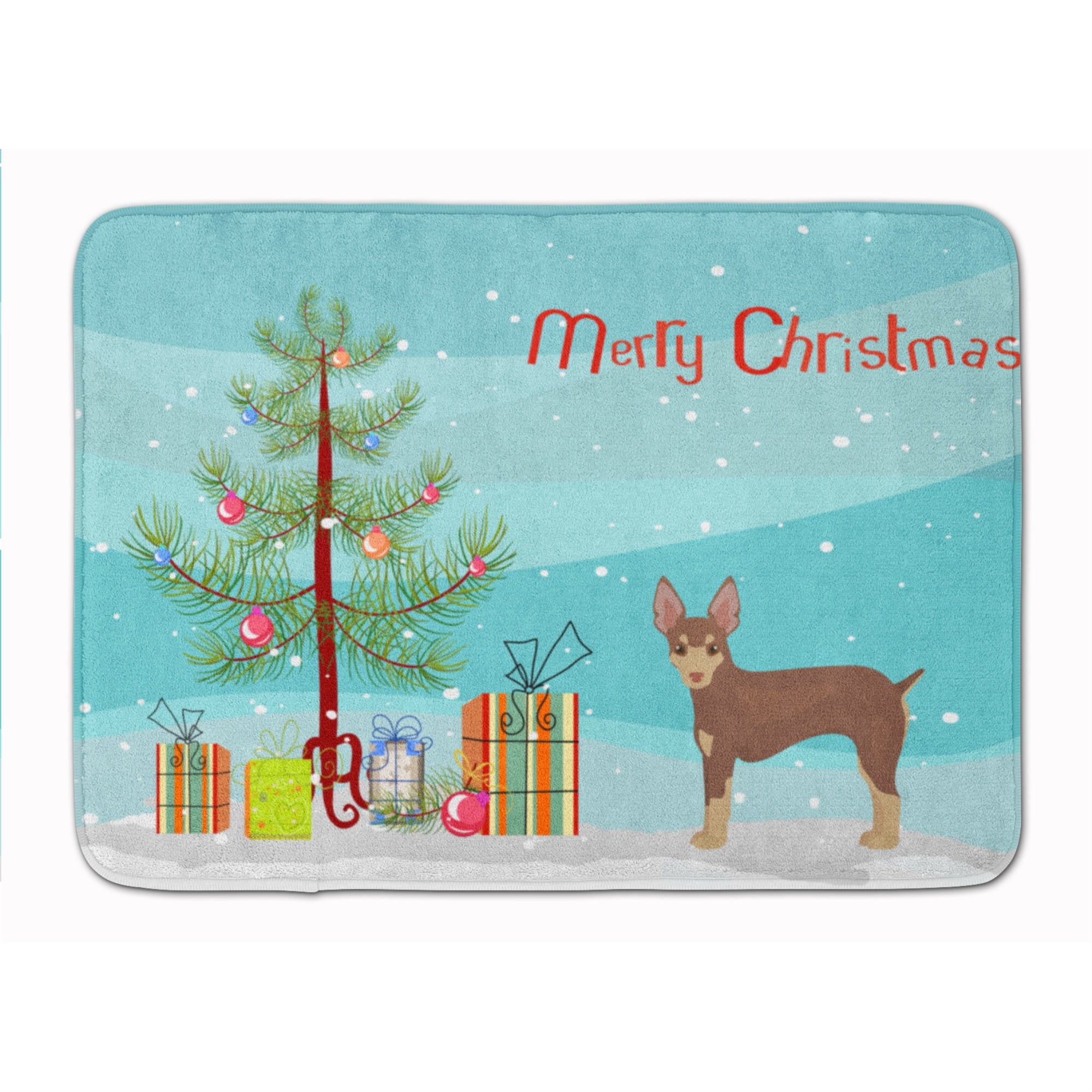 'Caroline'S Treasures Miniature Fox Terrier Christmas Tree Machine Washable Memory Foam Mat Doormats, Multicolor''