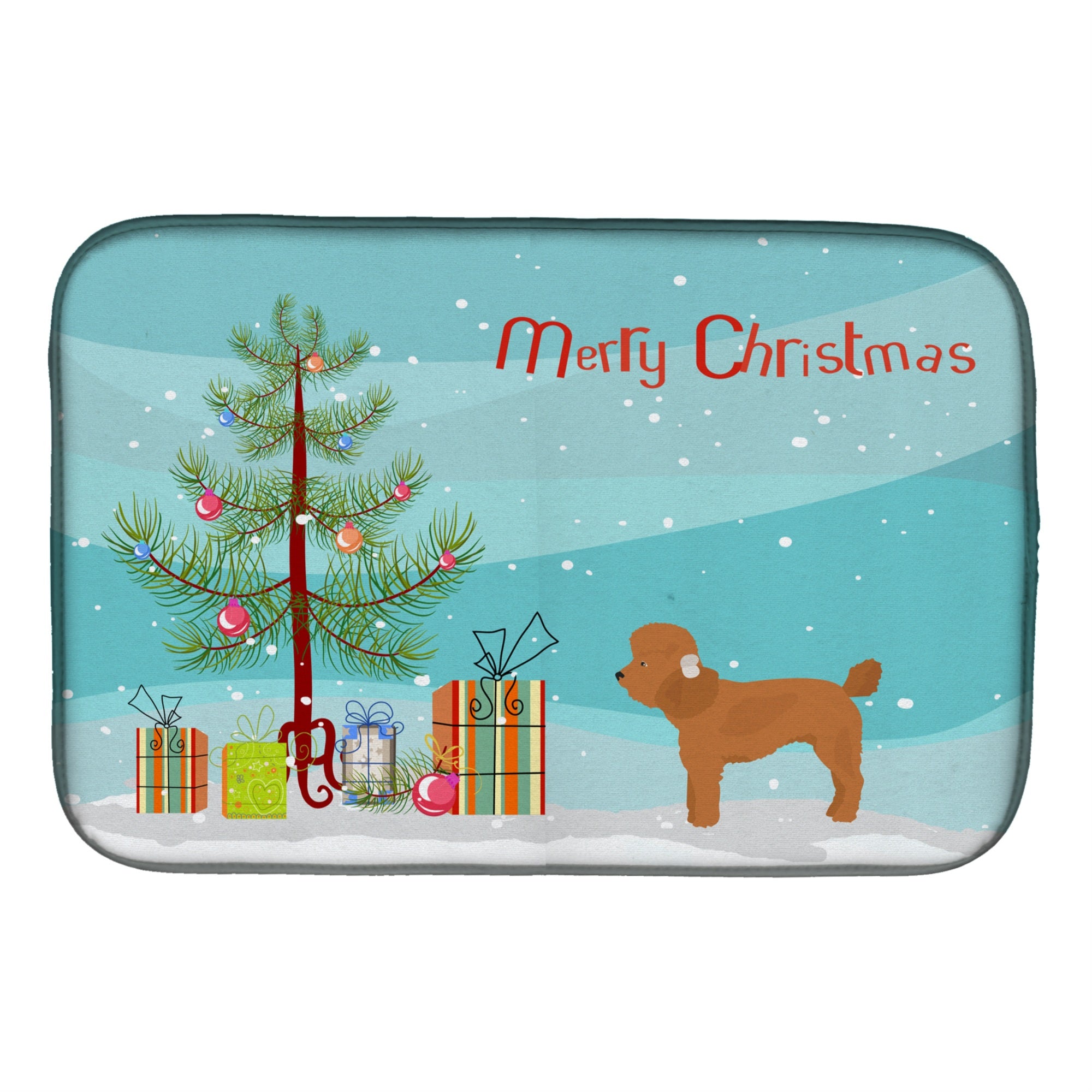 'Caroline'S Treasures Ck3479Ddm Toy Poodle Christmas Tree Dish-Drying-Mats, 14 X 21, Multicolor''