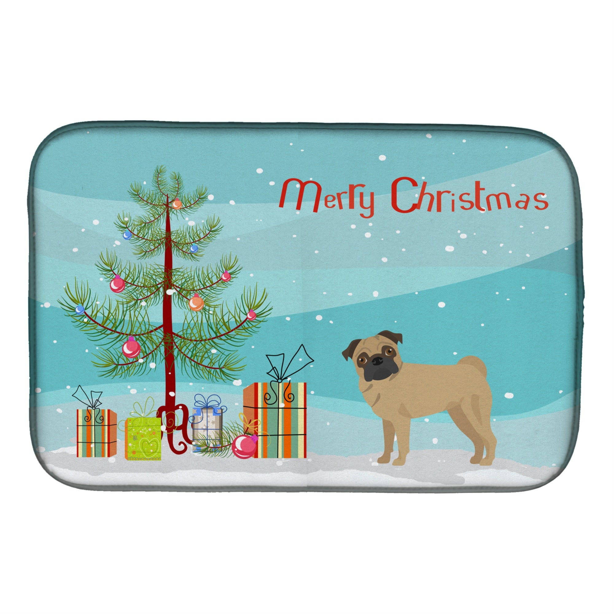 'Caroline'S Treasures Ck3481Ddm Pug Christmas Tree Dish-Drying-Mats, 14 X 21, Multicolor''
