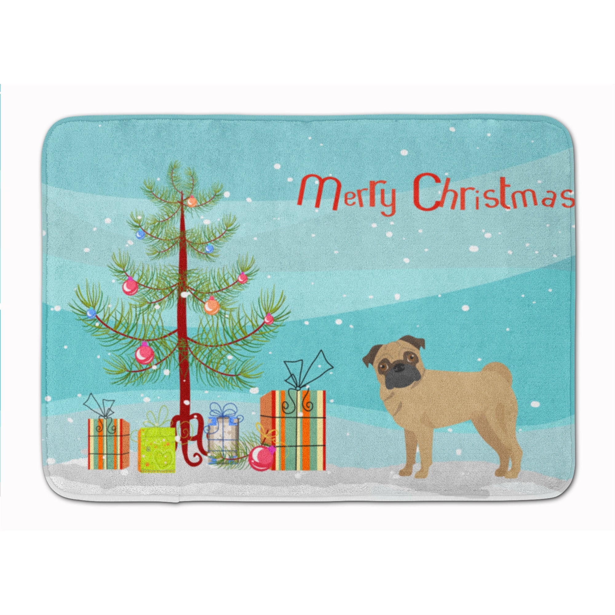 'Caroline'S Treasures Pug Christmas Tree Machine Washable Memory Foam Mat Doormats, Multicolor''