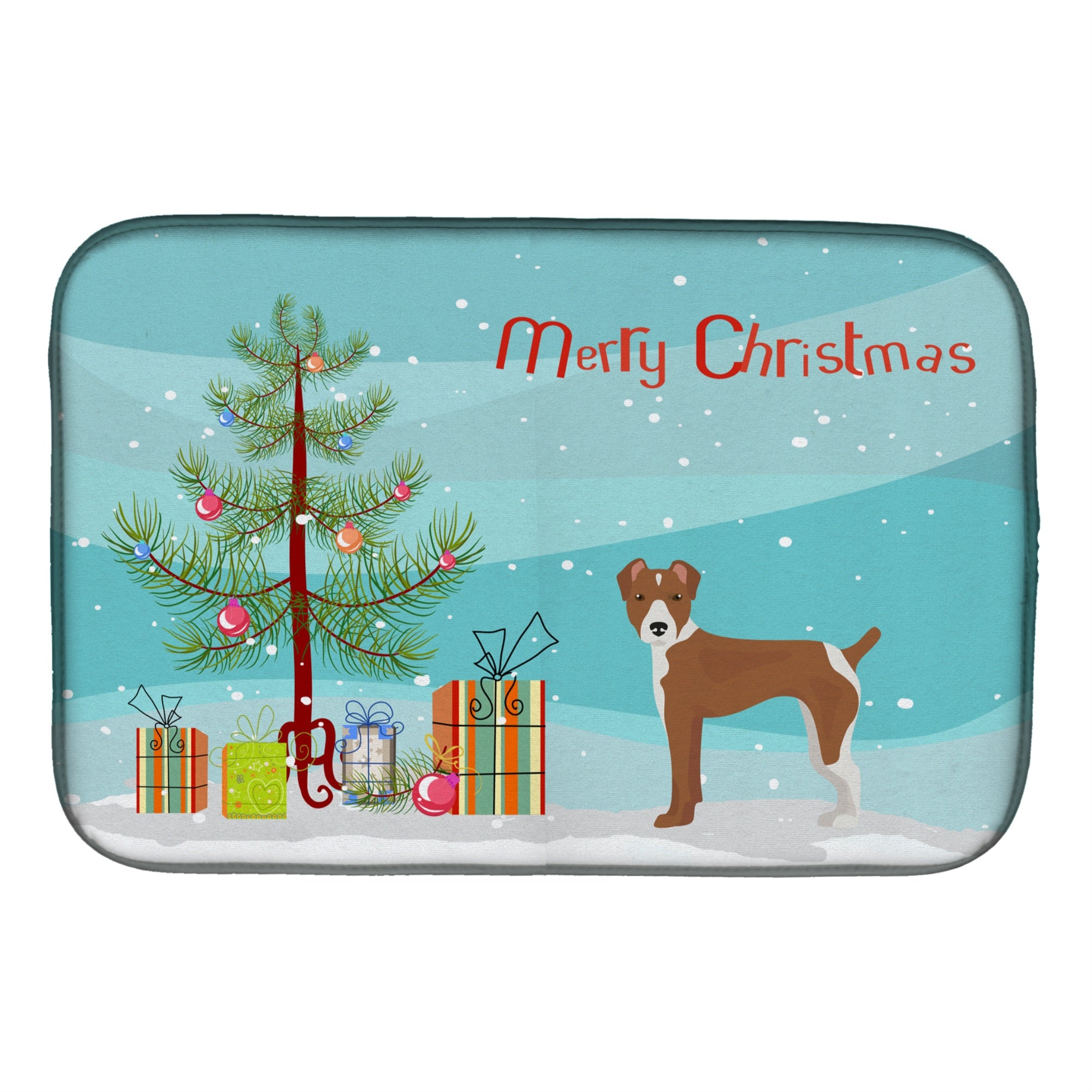 'Caroline'S Treasures Ck3482Ddm Rat Terrier Christmas Tree Dish-Drying-Mats, 14 X 21, Multicolor''
