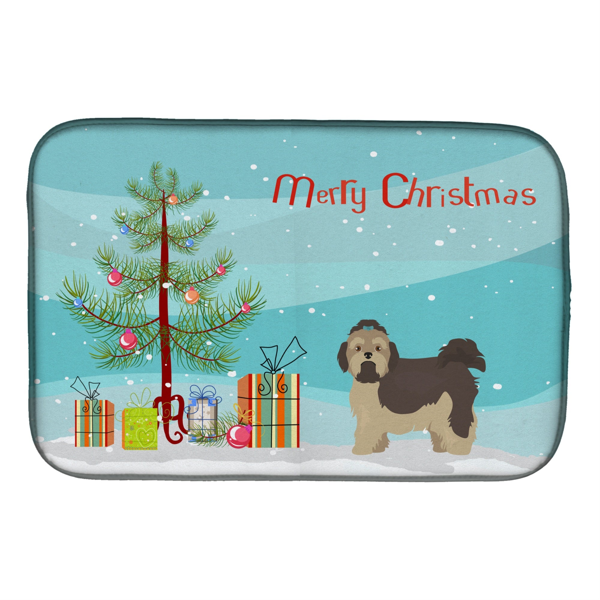 'Caroline'S Treasures Russian Tsvetnaya Bolonka Lap Dog Christmas Tree Dish-Drying-Mats, 14 X 21, Multicolor''