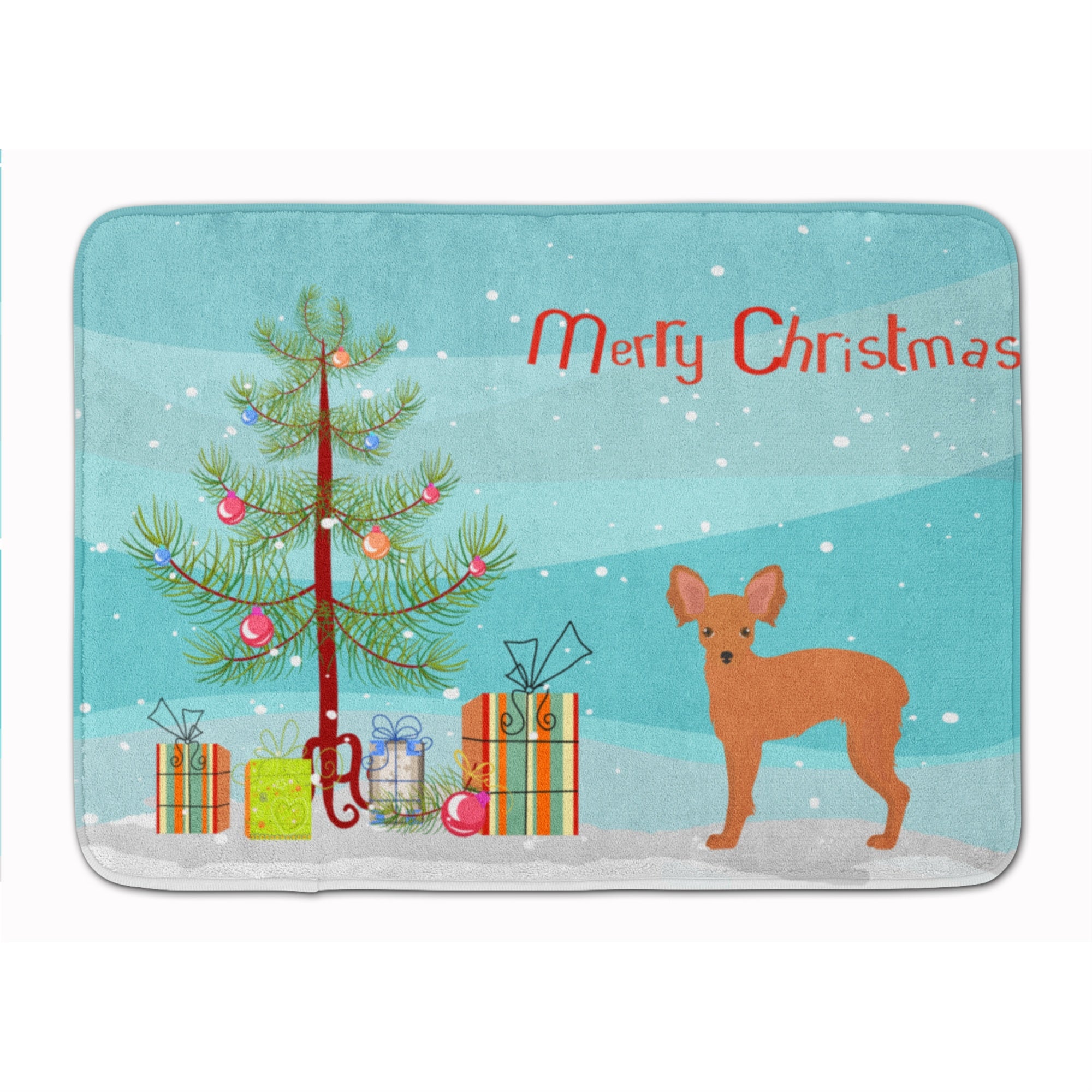 'Caroline'S Treasures Russkiy Russian Toy Terrier Christmas Tree Machine Washable Memory Foam Mat Doormats, Multicolor''