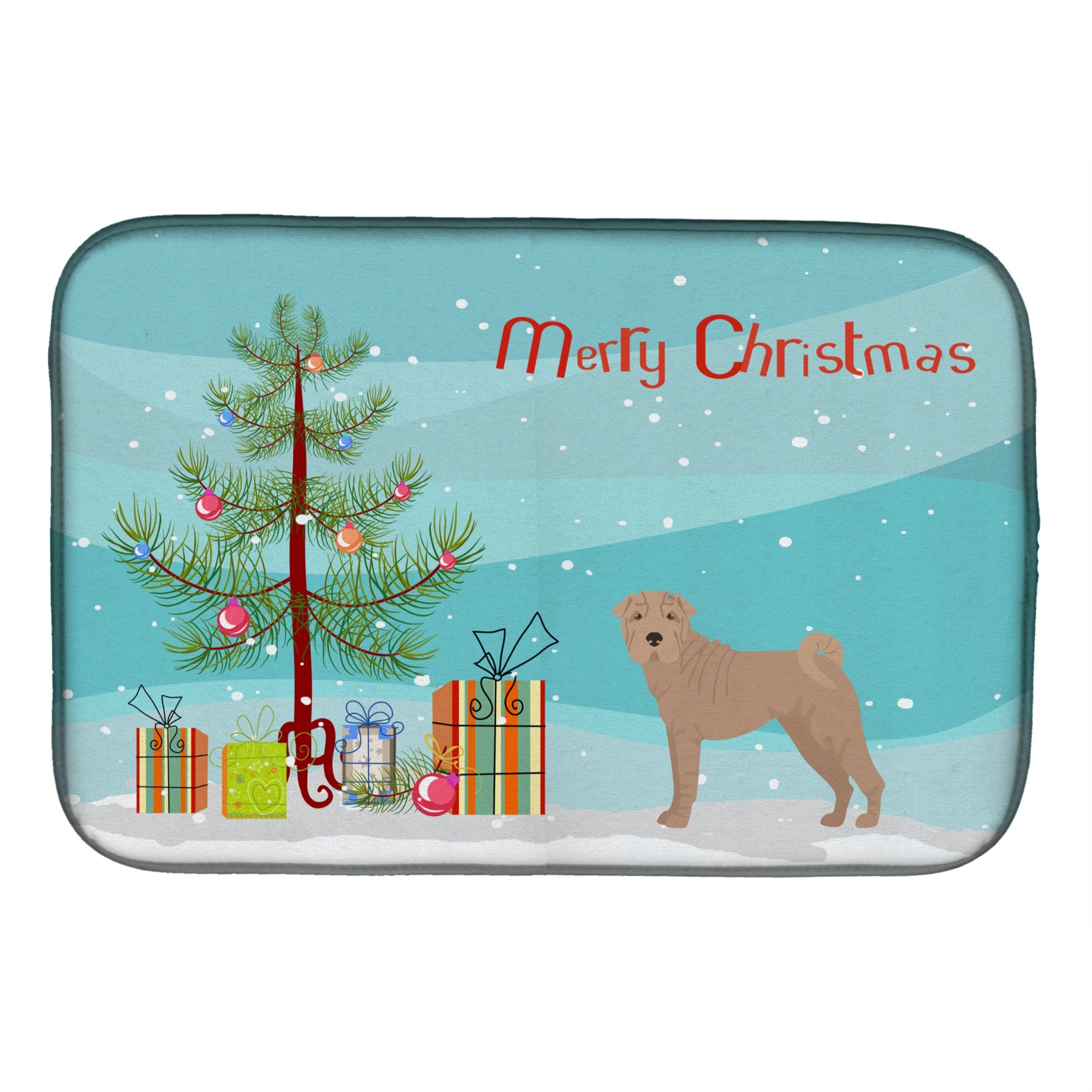'Caroline'S Treasures Ck3485Ddm Shar Pei Christmas Tree Dish-Drying-Mats, 14 X 21, Multicolor''