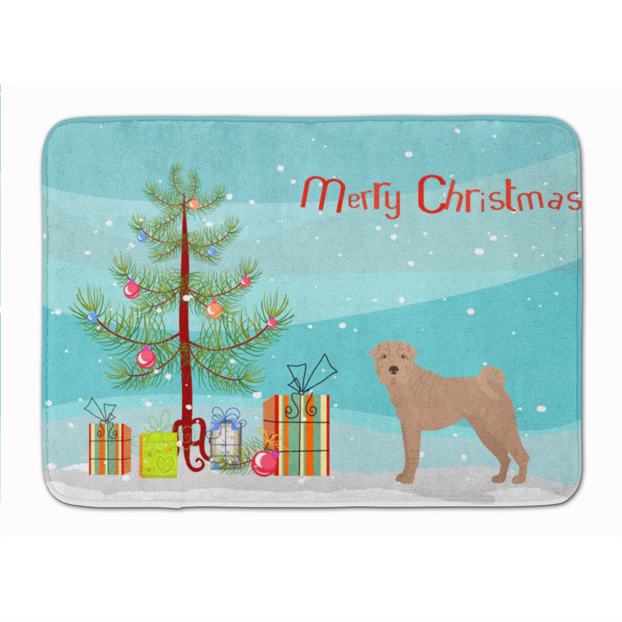'Caroline'S Treasures Shar Pei Christmas Tree Machine Washable Memory Foam Mat Doormats, Multicolor''