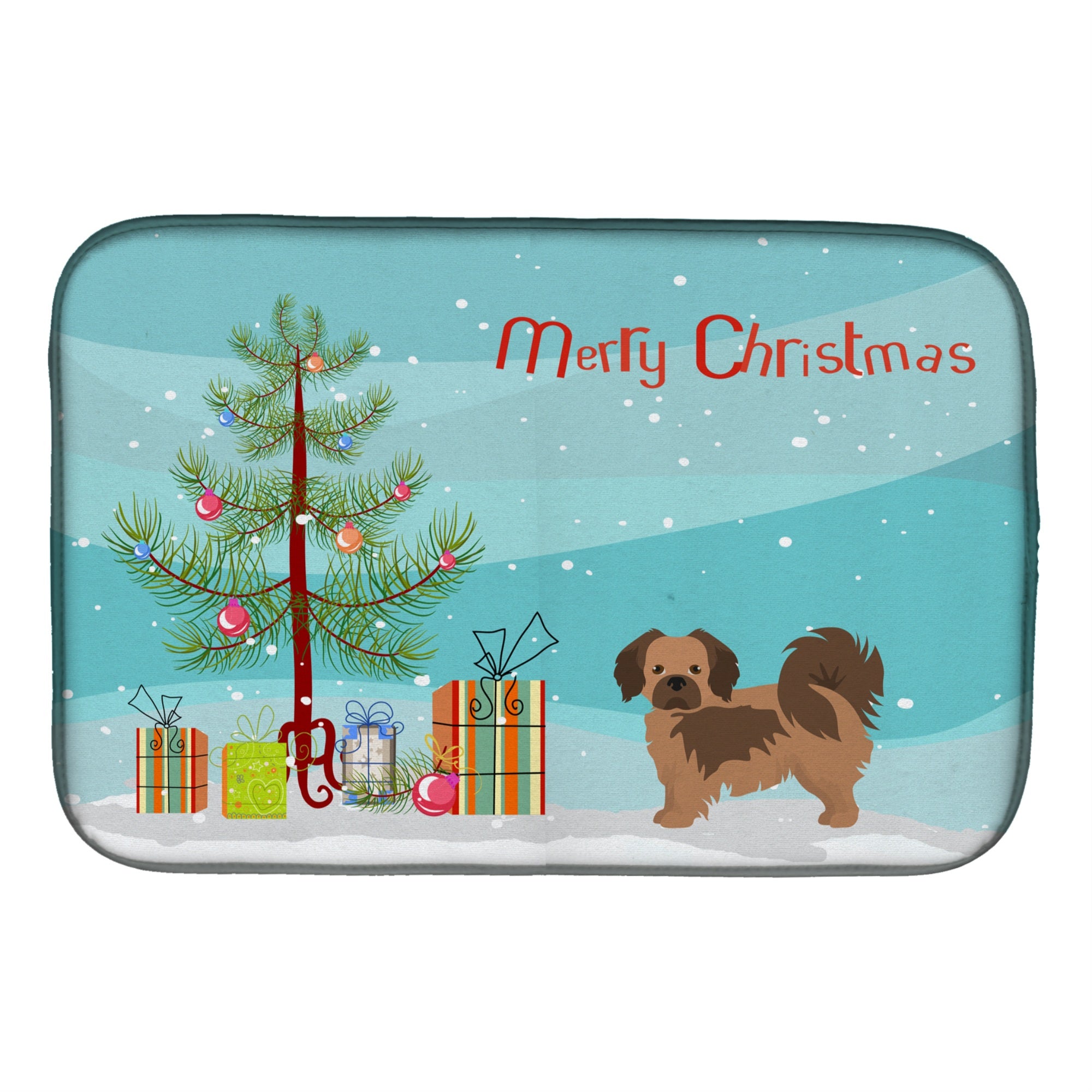 'Caroline'S Treasures Ck3488Ddm Tibetan Spaniel Christmas Tree Dish-Drying-Mats, 14 X 21, Multicolor''