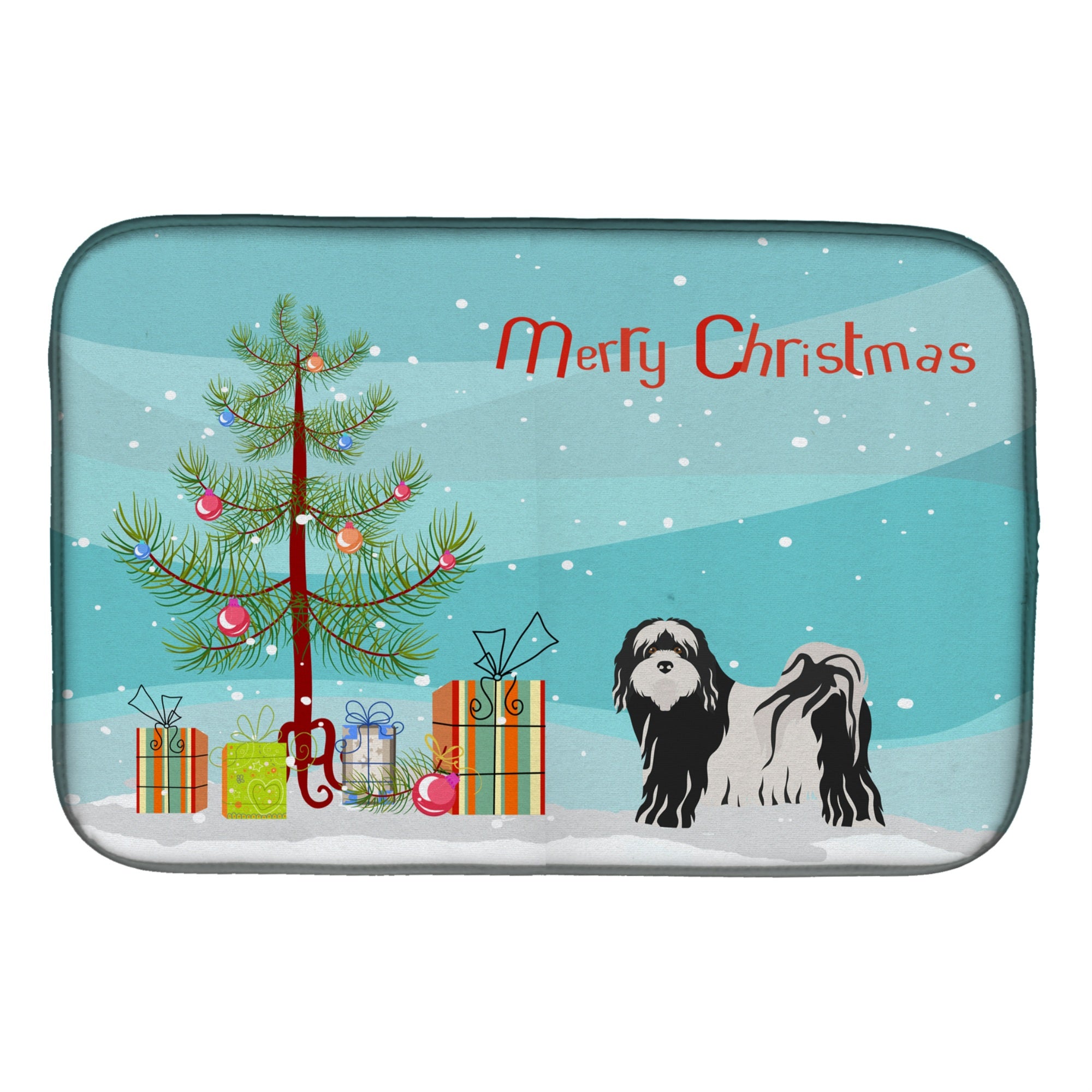 'Caroline'S Treasures Ck3489Ddm Tibetan Terrier Christmas Tree Dish-Drying-Mats, 14 X 21, Multicolor''