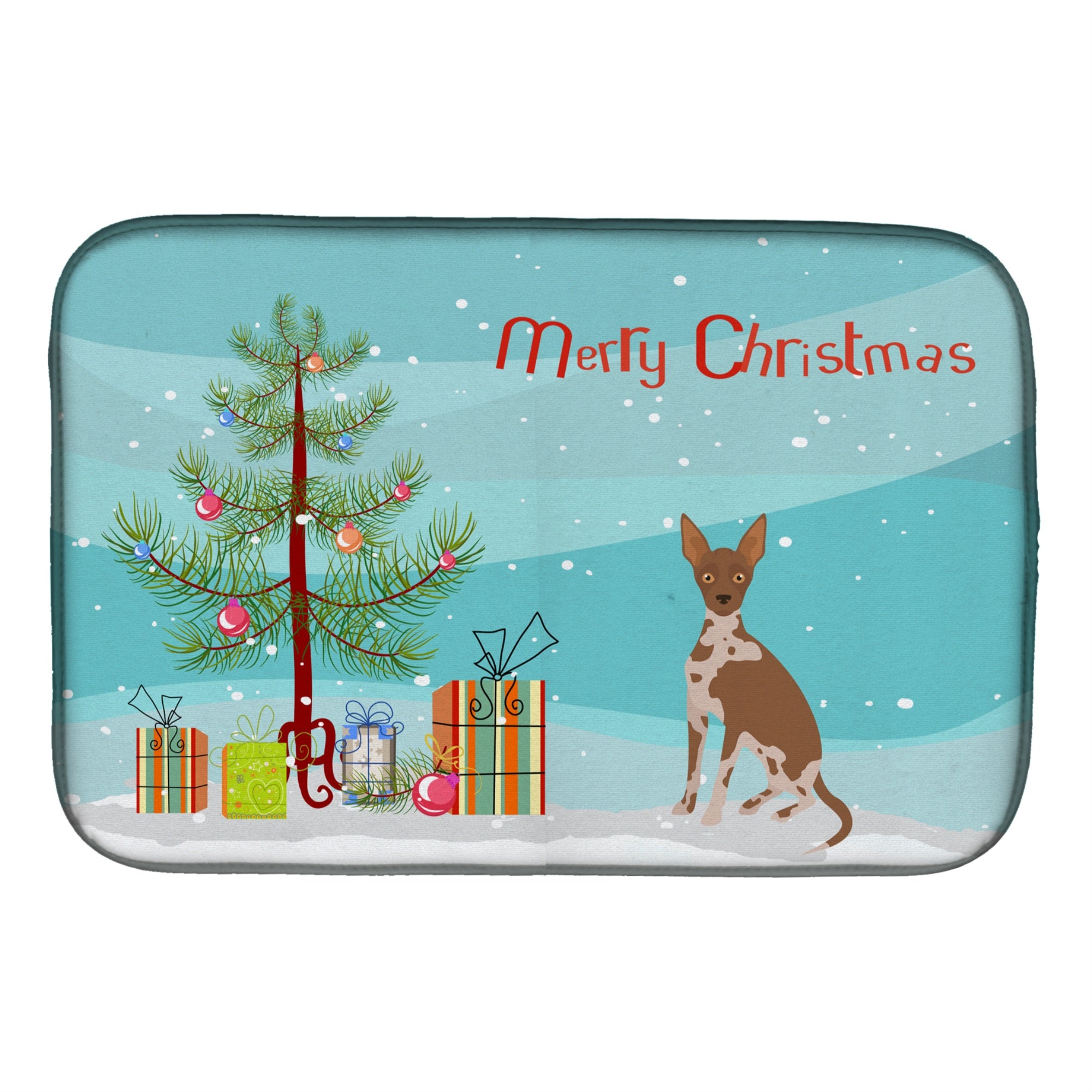 'Caroline'S Treasures Tan Abyssinian Or African Hairless Dog Christmas Tree Dish-Drying-Mats, 14 X 21, Multicolor''