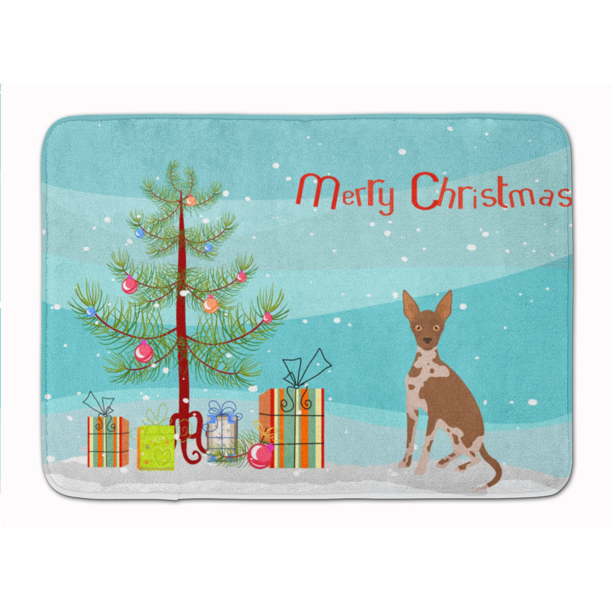 'Caroline'S Treasures Tan Abyssinian Or African Hairless Dog Christmas Tree Machine Washable Memory Foam Mat Doormats, Multicol