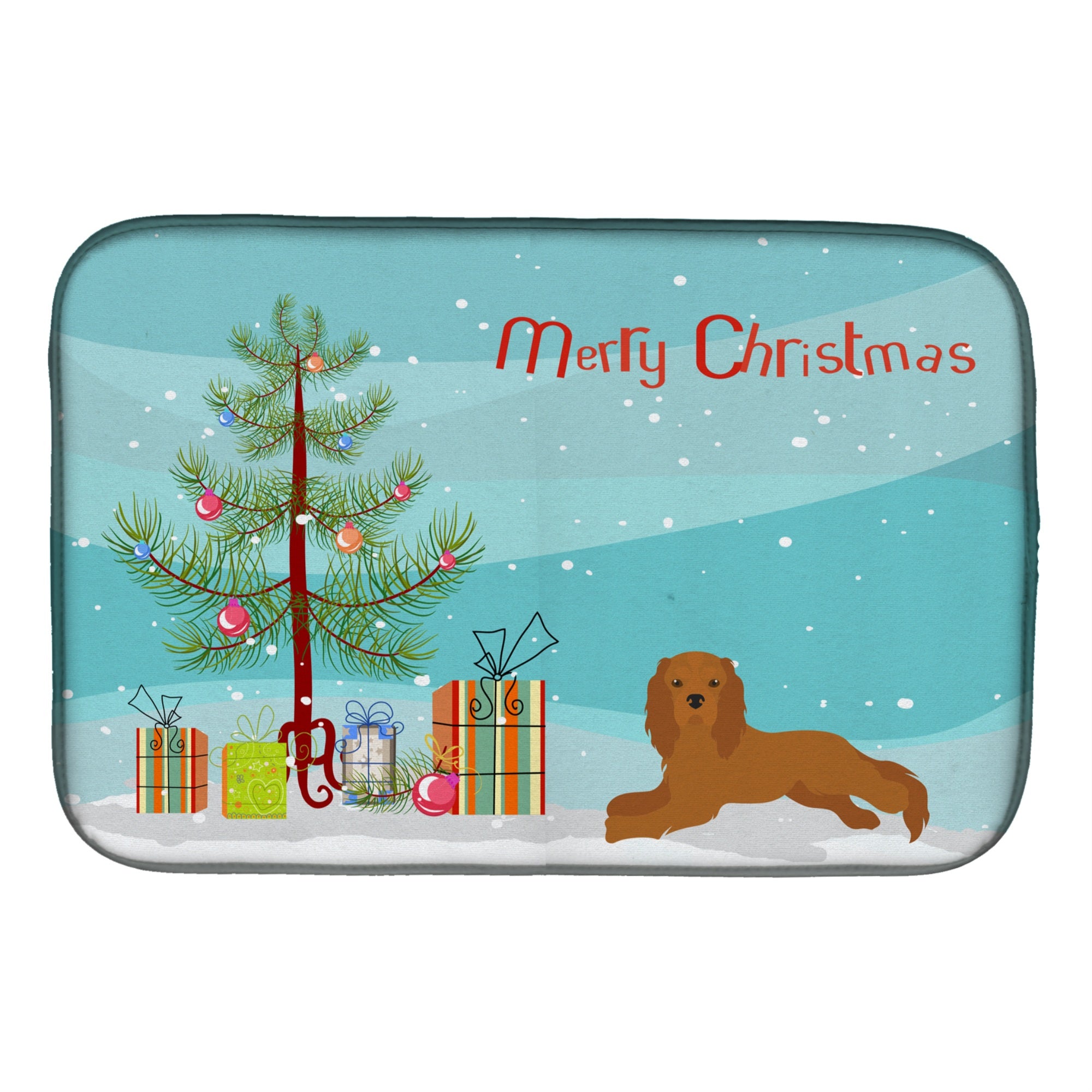 'Caroline'S Treasures Ck3495Ddm Ruby Cavalier King Charles Spaniel Christmas Tree Dish-Drying-Mats, 14 X 21, Multicolor''