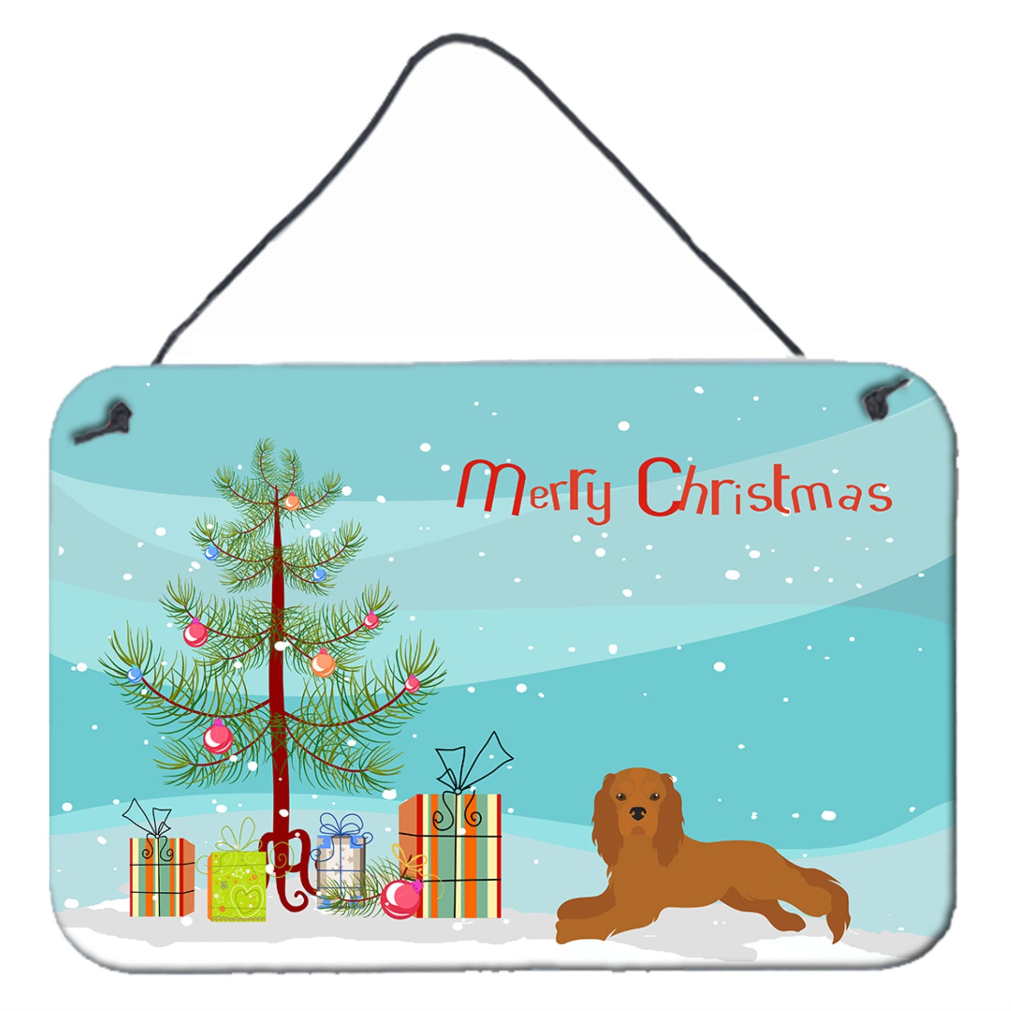 'Caroline'S Treasures Ruby Cavalier King Charles Spaniel Christmas Tree Door Hanging Prints Wall-Decor, Multicolor''