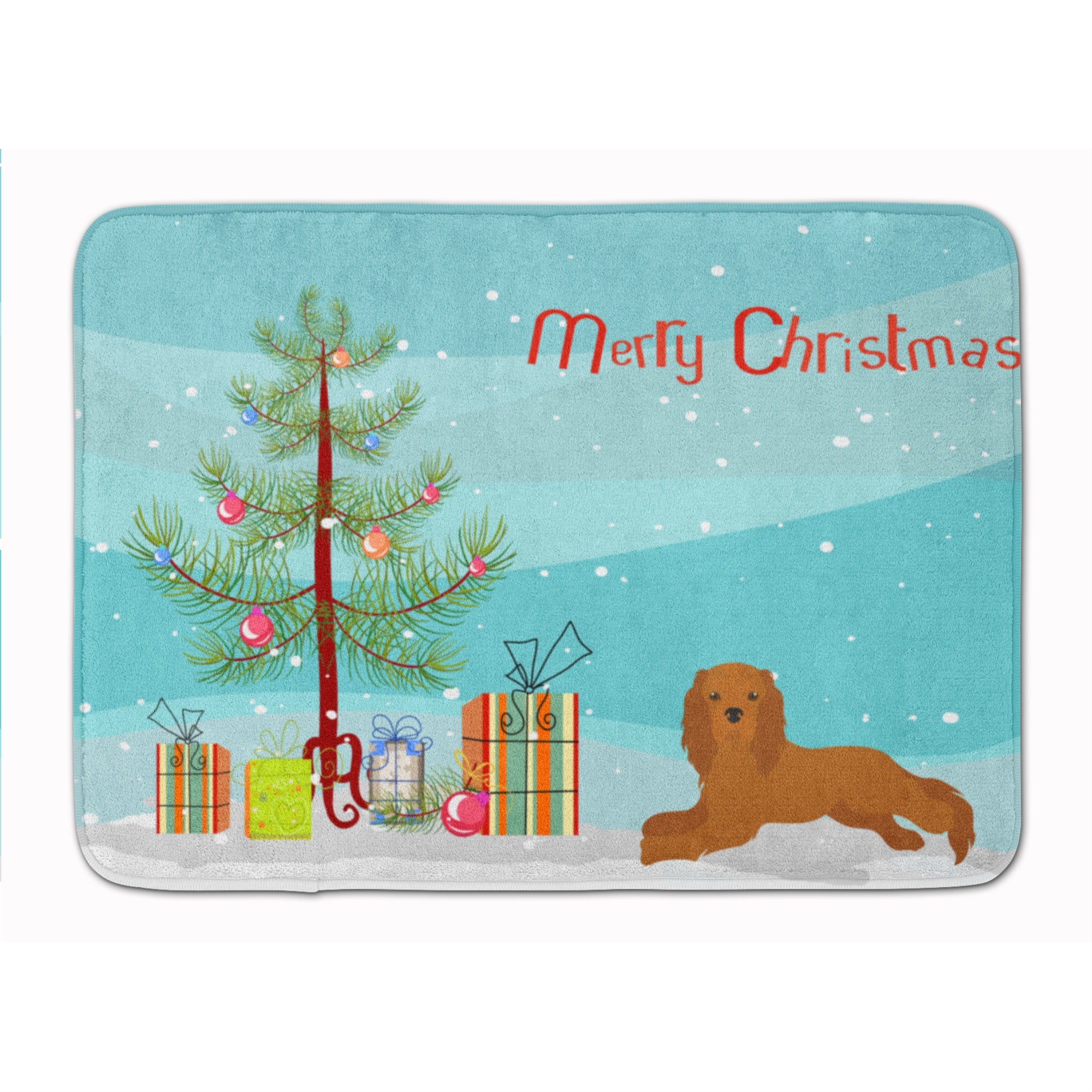 'Caroline'S Treasures Ruby Cavalier King Charles Spaniel Christmas Tree Machine Washable Memory Foam Mat Doormats, Multicolor''