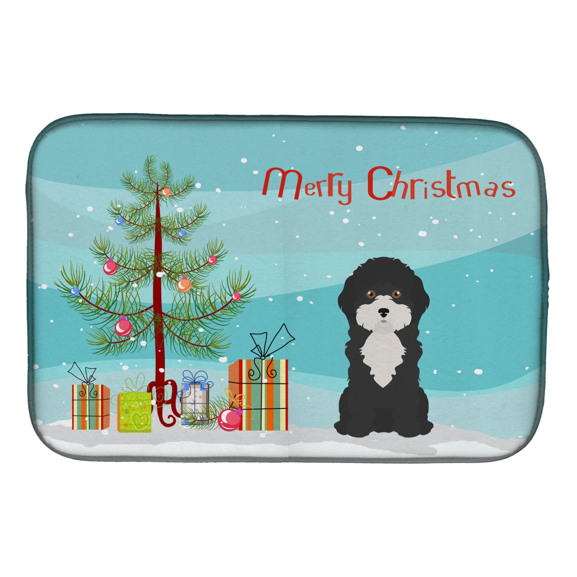 'Caroline'S Treasures Ck3497Ddm Black And White Cyprus Poodle Christmas Tree Dish-Drying-Mats, 14 X 21, Multicolor''