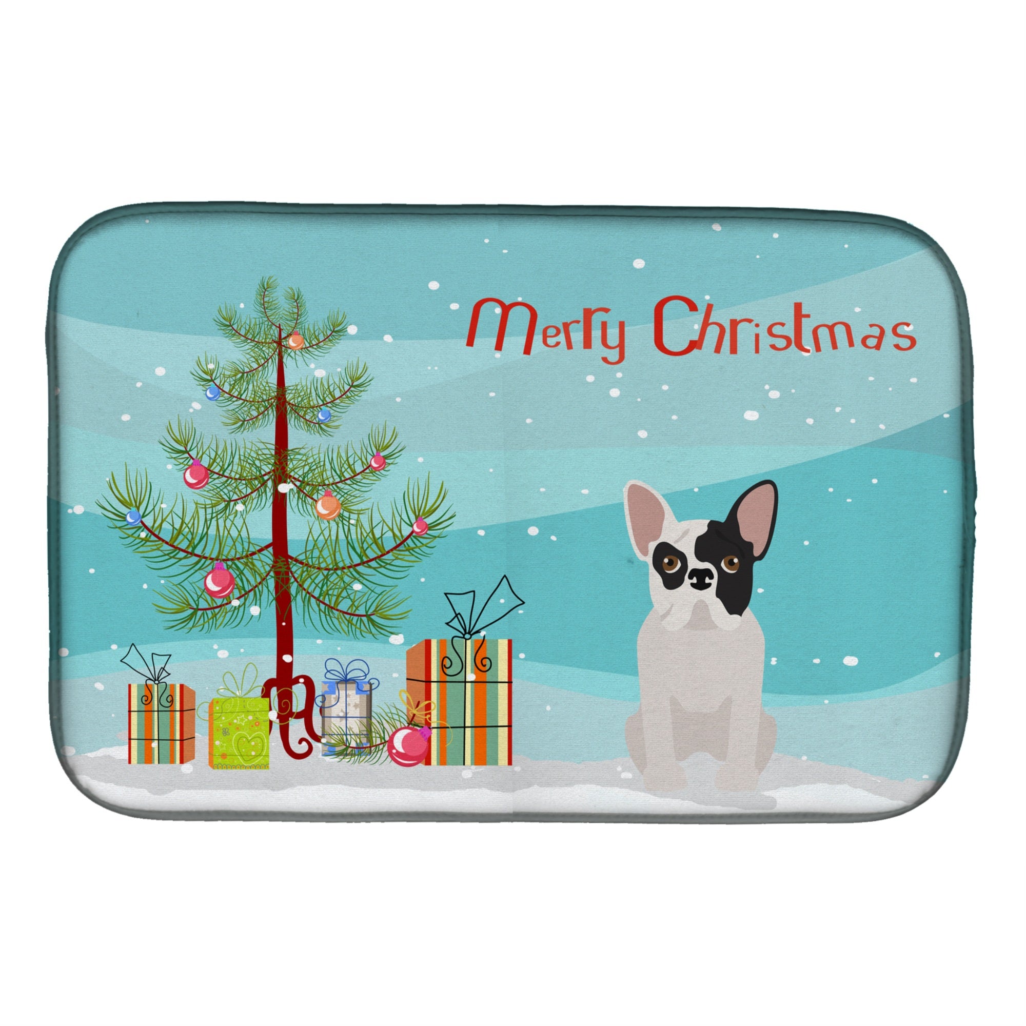 'Caroline'S Treasures Black And White French Bulldog Christmas Tree Dish-Drying-Mats, 14 X 21, Multicolor''