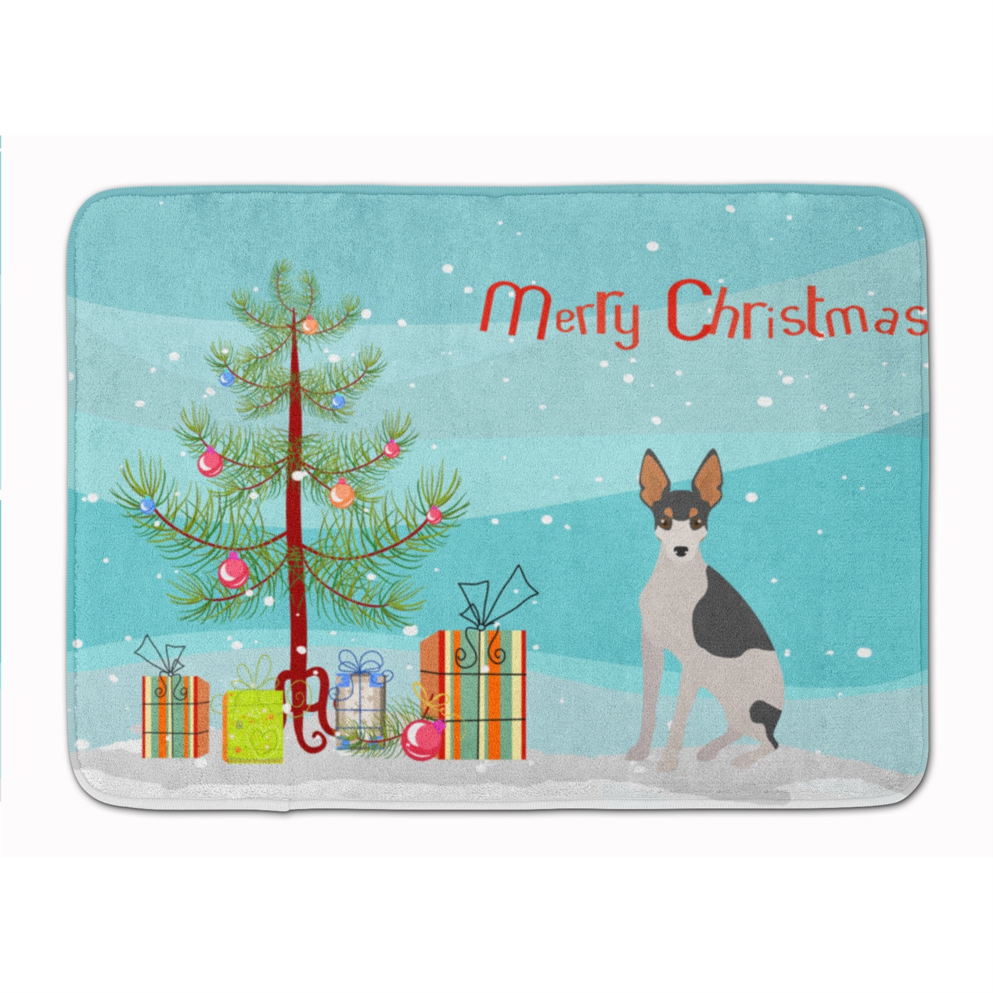'Caroline'S Treasures Miniature Fox Terrier #2 Christmas Tree Machine Washable Memory Foam Mat Doormats, Multicolor''