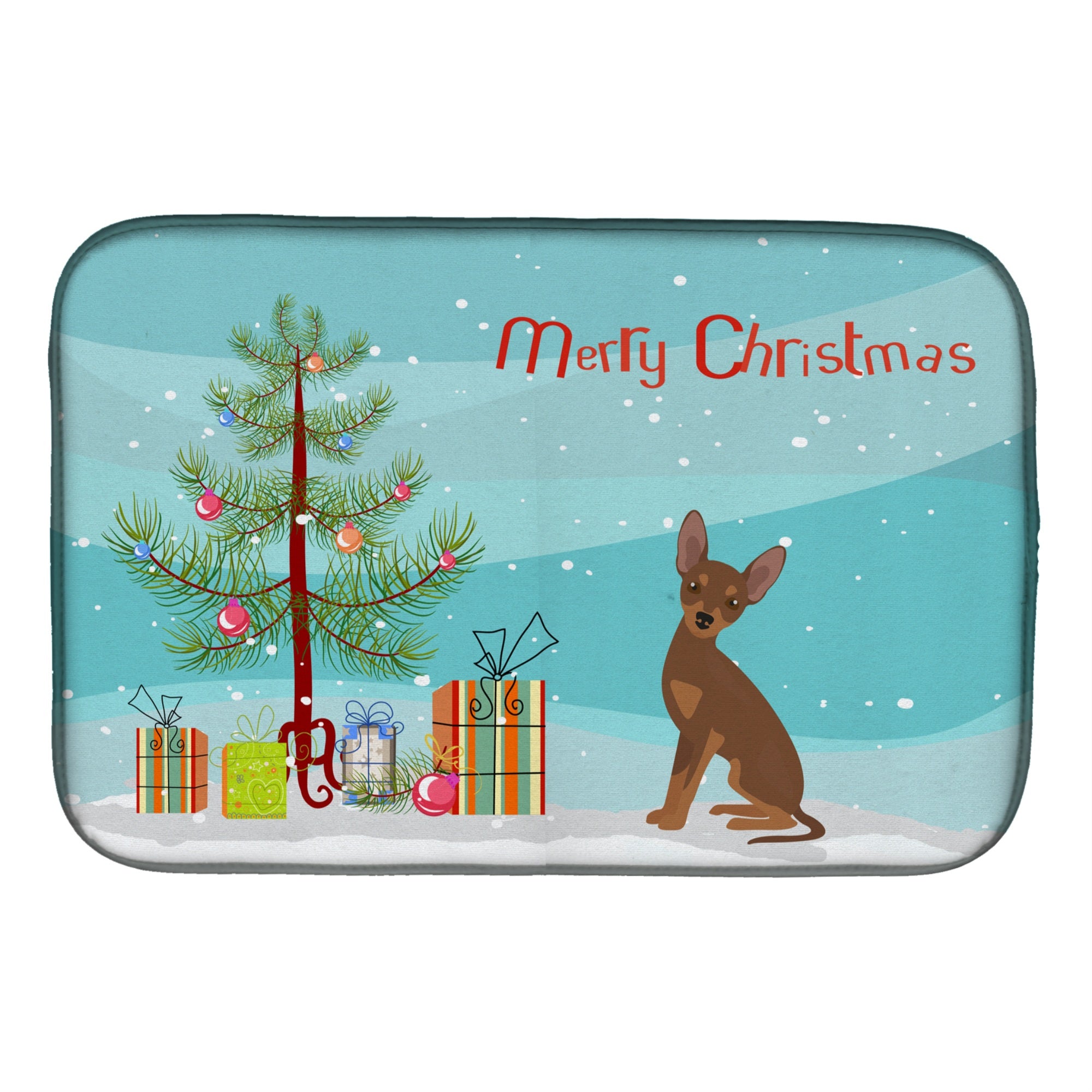 'Caroline'S Treasures Ck3508Ddm Brown Prague Ratter Christmas Tree Dish-Drying-Mats, 14 X 21, Multicolor''